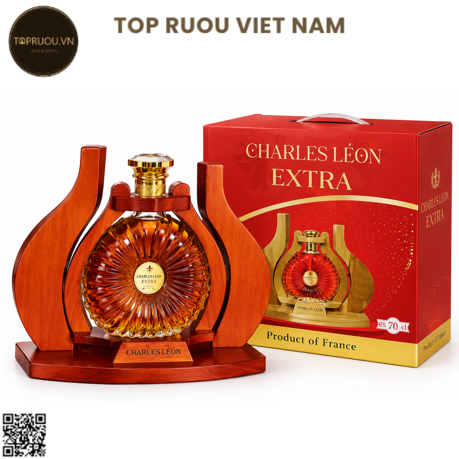 Kệ Gỗ Brandy XO Charles Extra - 700ml - 40% - Pháp
