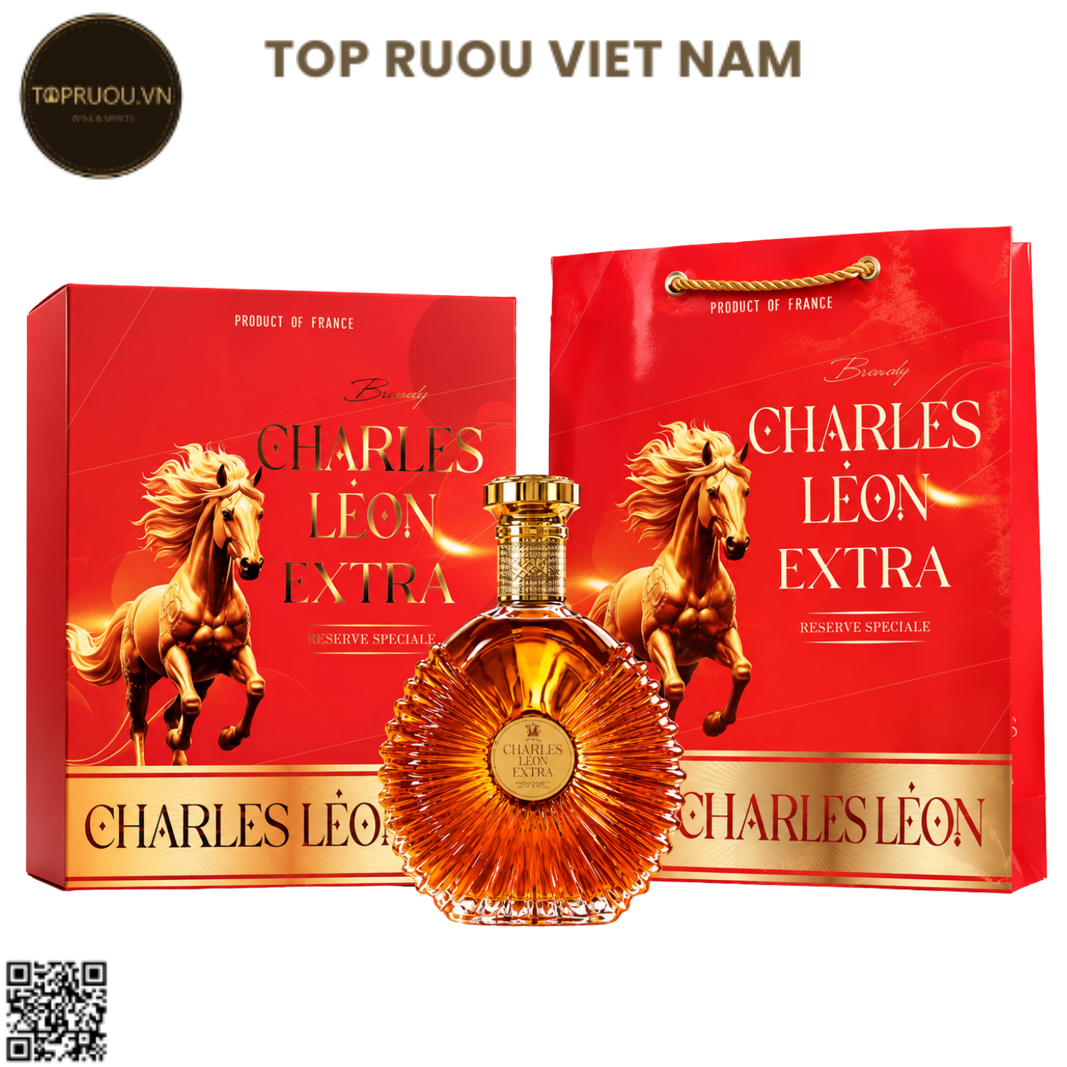 Brandy XO Charles Leon Extra (Kèm Túi Giấy Hãng) - 700ml - 40% - Pháp