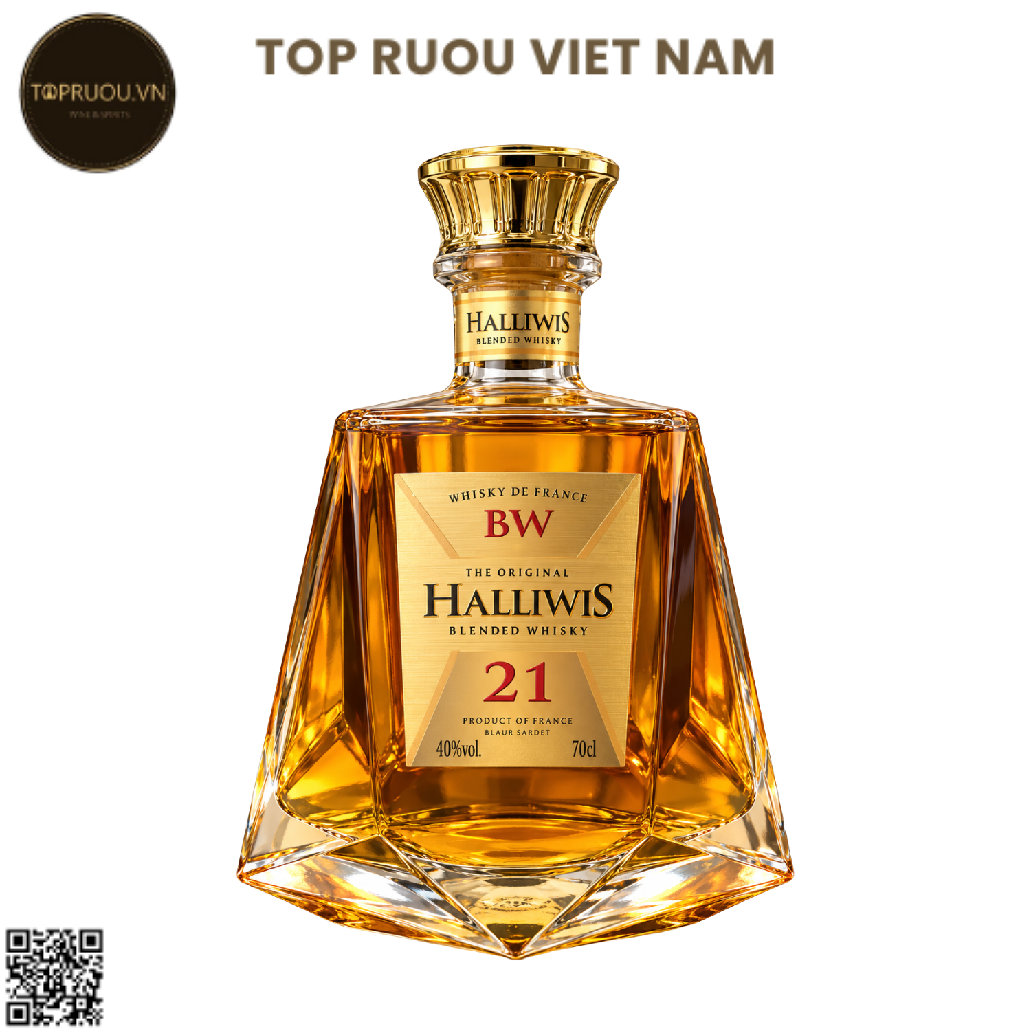 Whisky Halliwis BW 21 - 700ml - 40% - Pháp (Không Hộp - Không Ly)