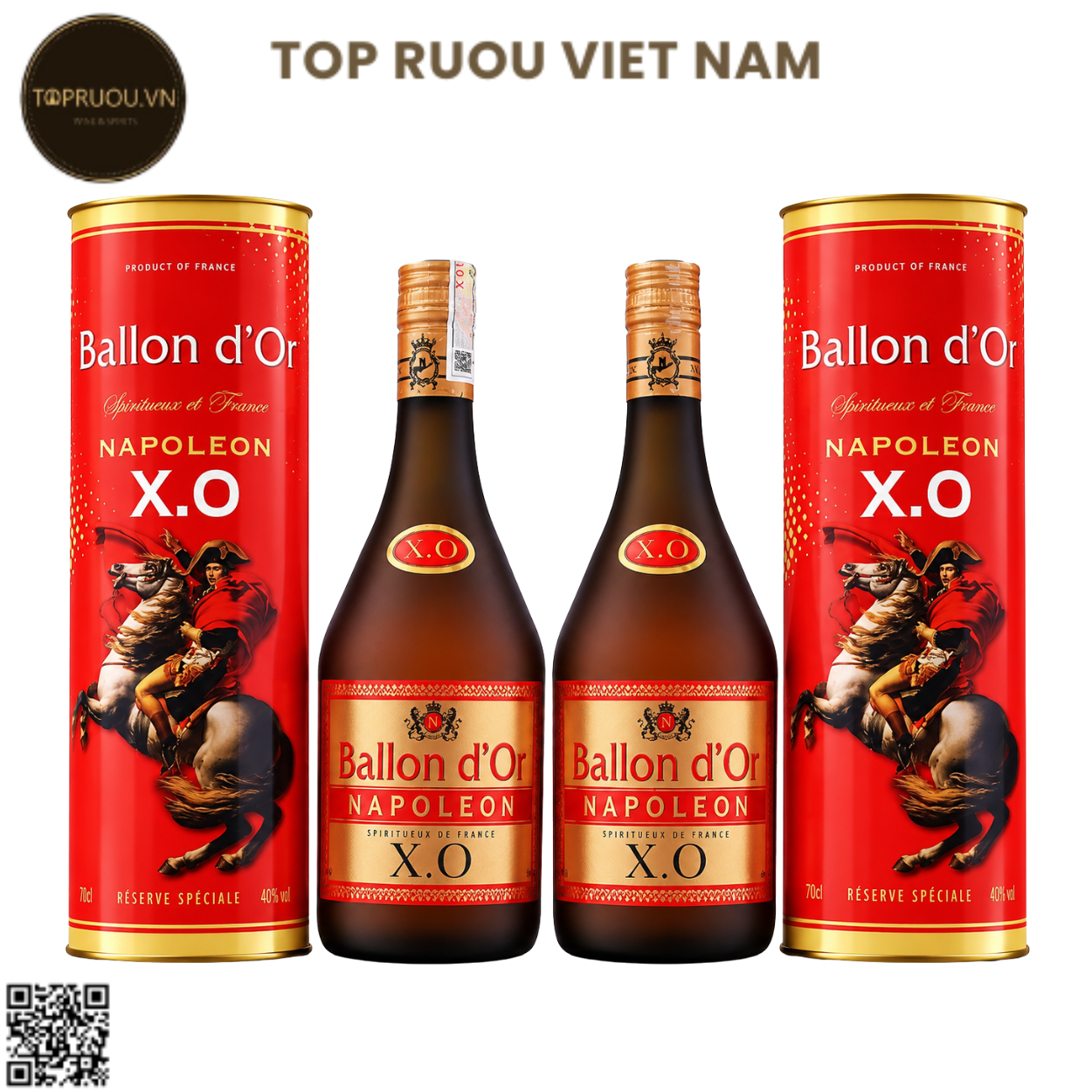 Combo 2 Chai Brandy XO Ballon D'or (Dạng Chai) - 700ml - 40% - Pháp