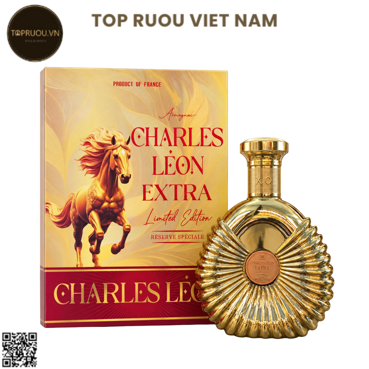 Brandy XO Charles Leon Extra Gold (Kèm Túi Giấy Hãng) - 700ml - 40% - Pháp