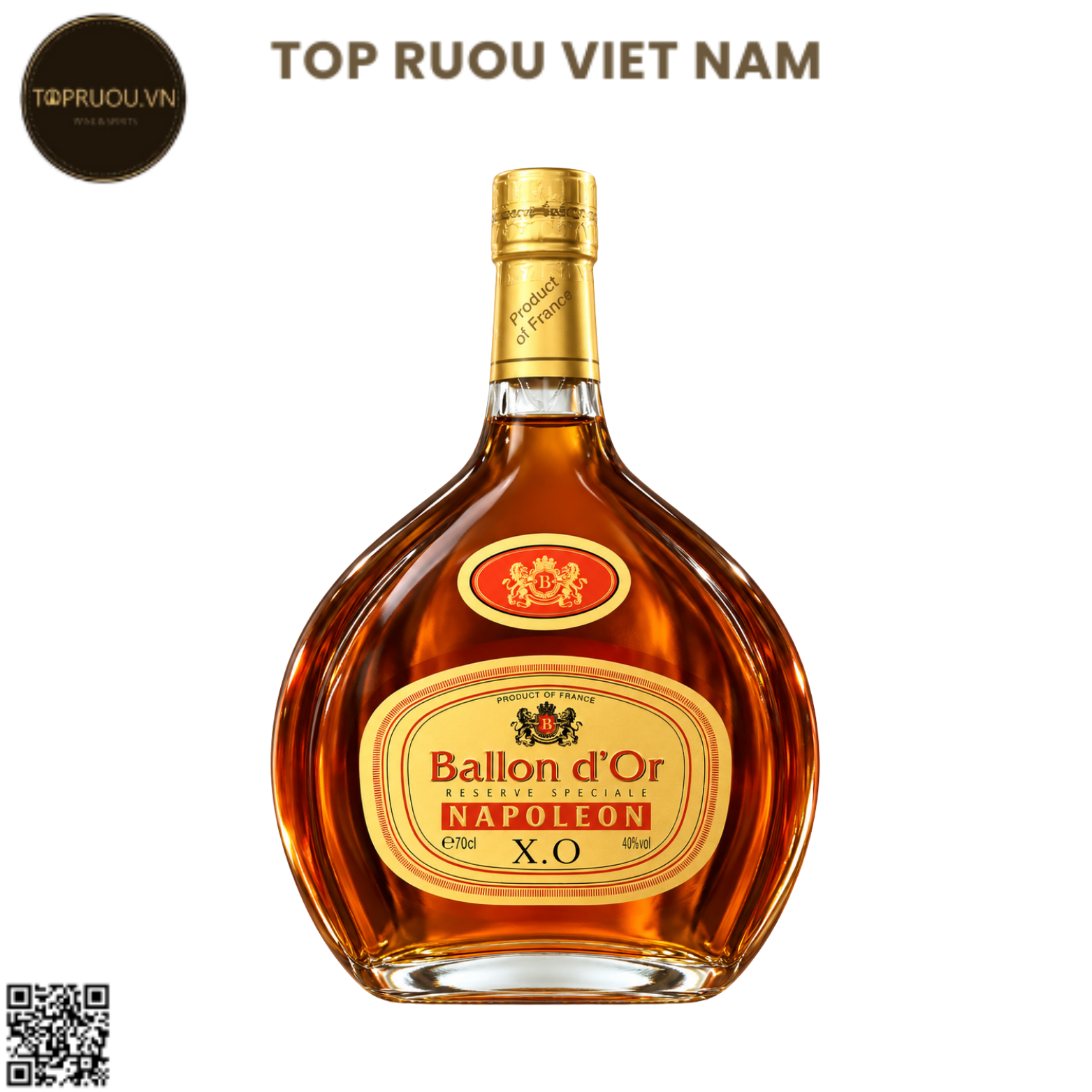 Brandy XO Napoleon Ballon D'or - 700ml - 40% - Pháp (Không Hộp - Không Ly)