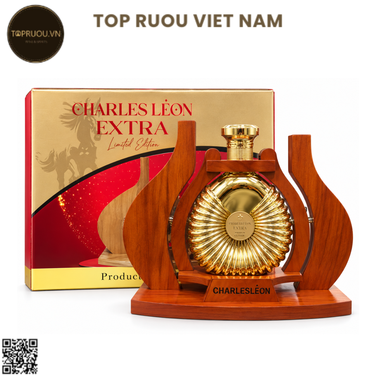 Kệ Gỗ Brandy XO Charles Extra Gold - 700ml - 40% - Pháp