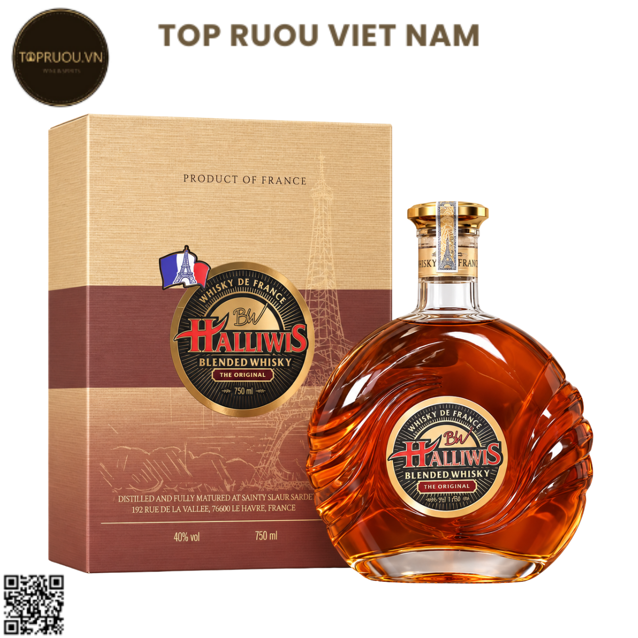 Whisky Halliwis Extra (Kèm Túi Giấy Hãng) - 700ml - 40% - Pháp