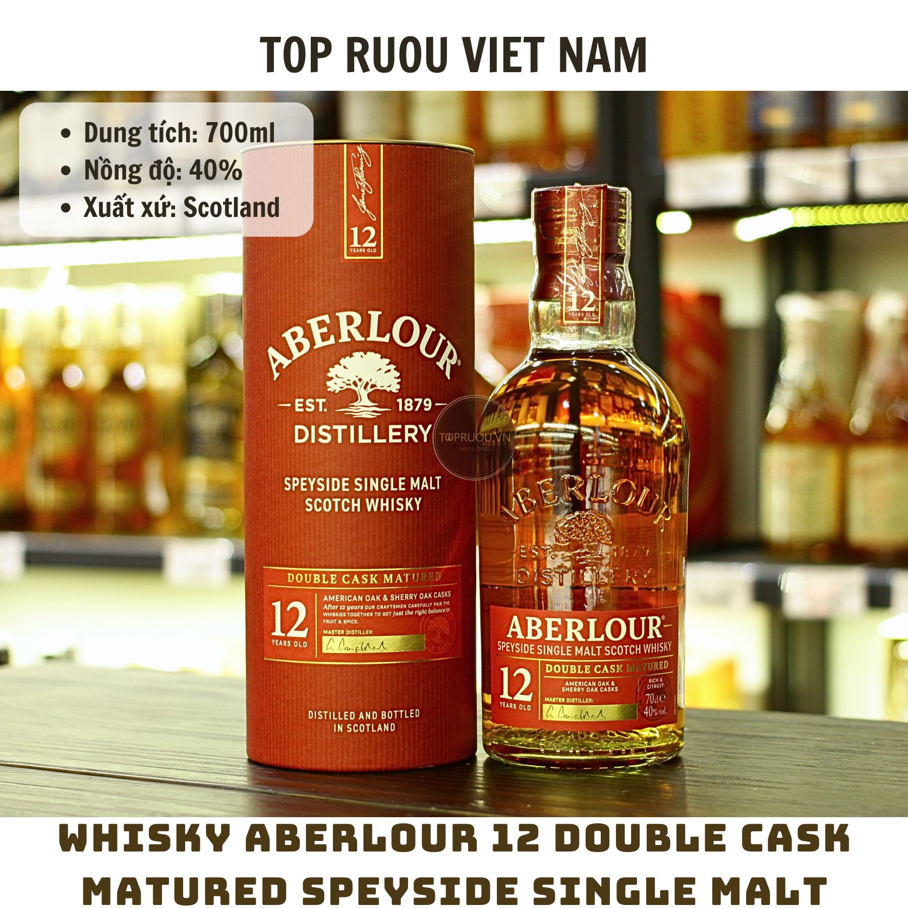 Whisky Aberlour 12 Double Cask Matured Speyside Single Malt - 700ml - 40% - Scotland