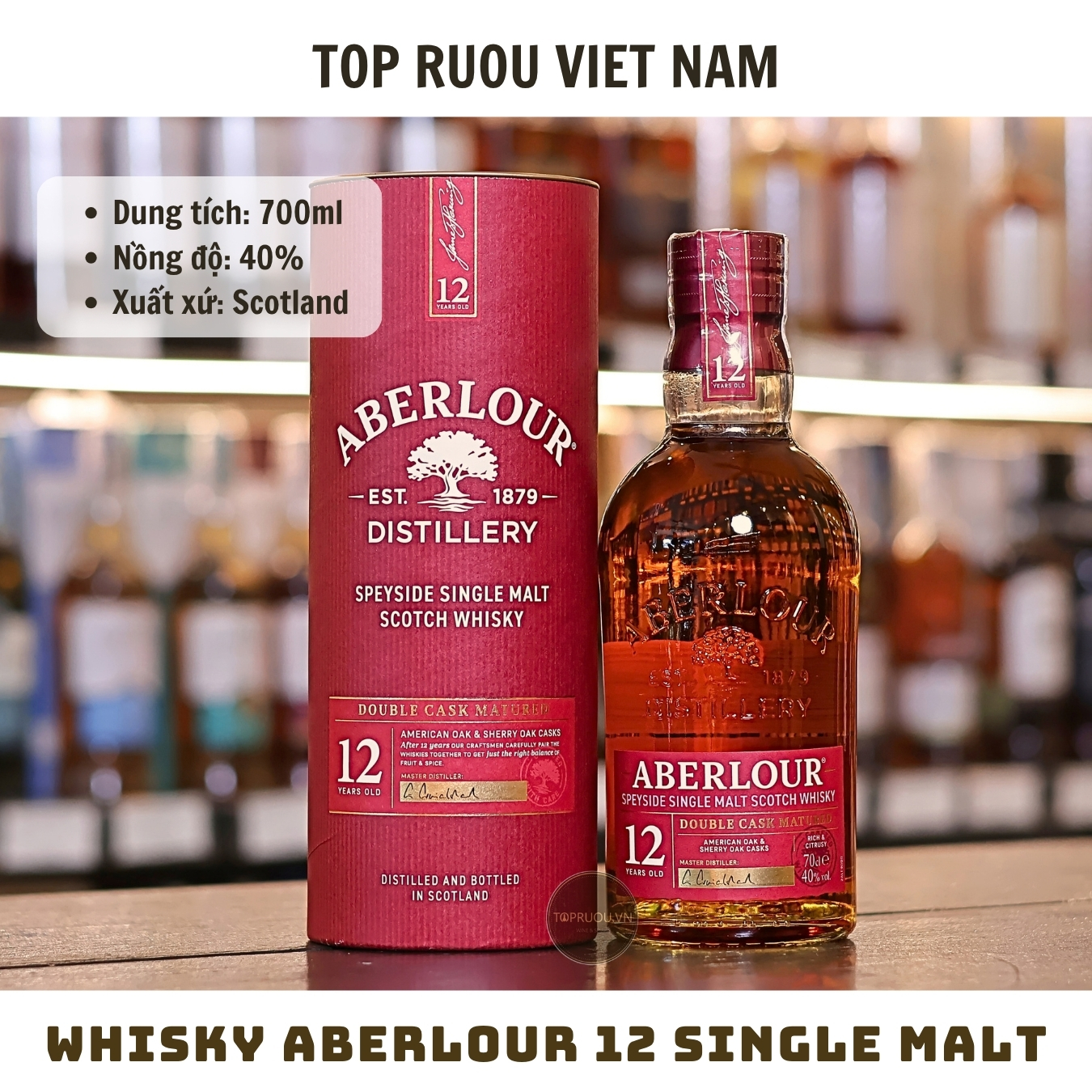 Whisky Aberlour 12 Double Cask Matured Speyside Single Malt - 700ml - 40% - Scotland