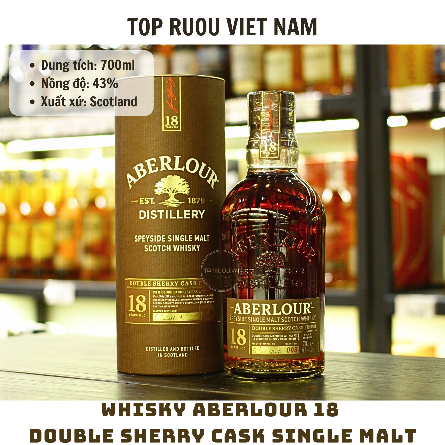 Whisky Aberlour 18 Double Sherry Cask Single Malt - 700ml - 43% - Scotland