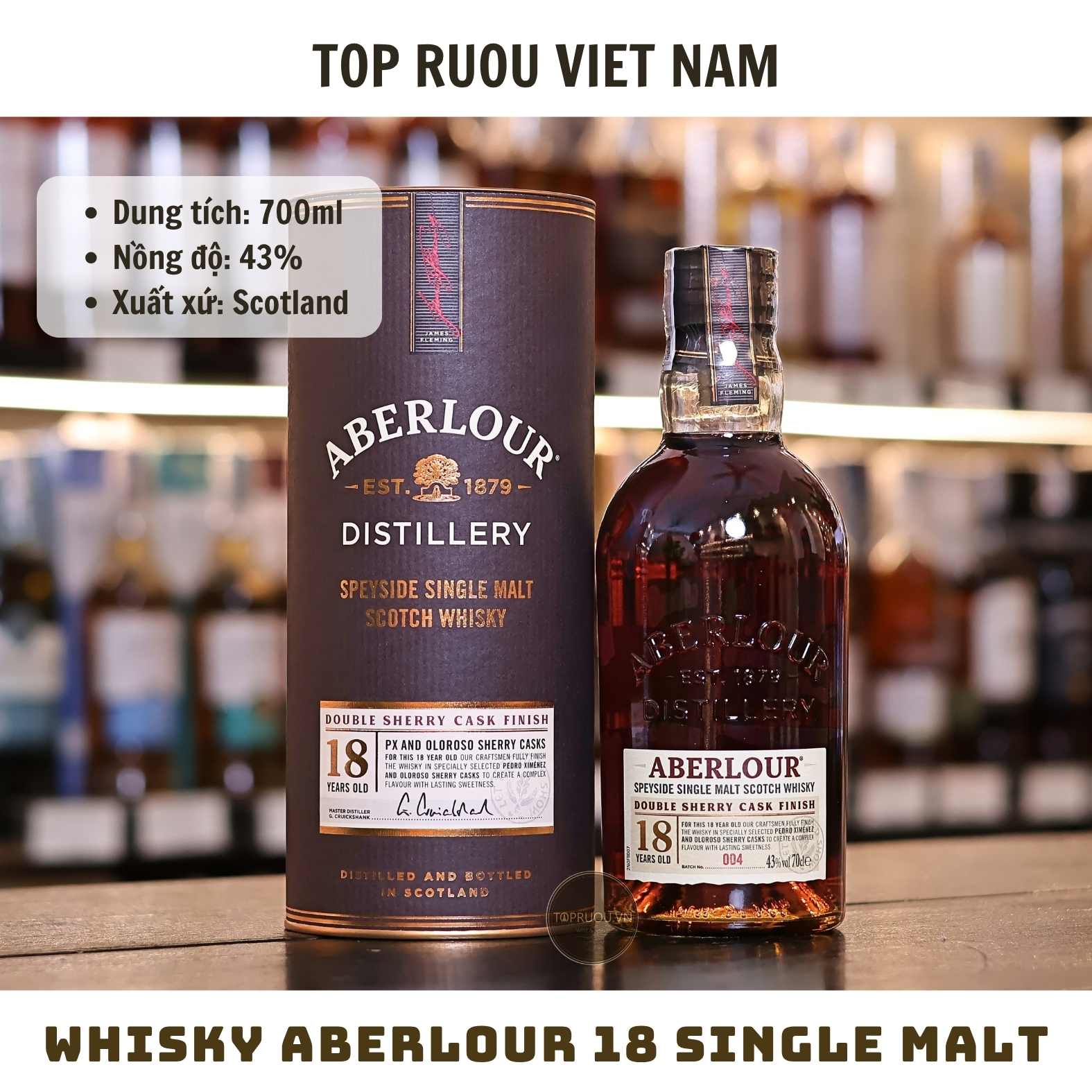 Whisky Aberlour 18 Double Sherry Cask Single Malt - 700ml - 43% - Scotland