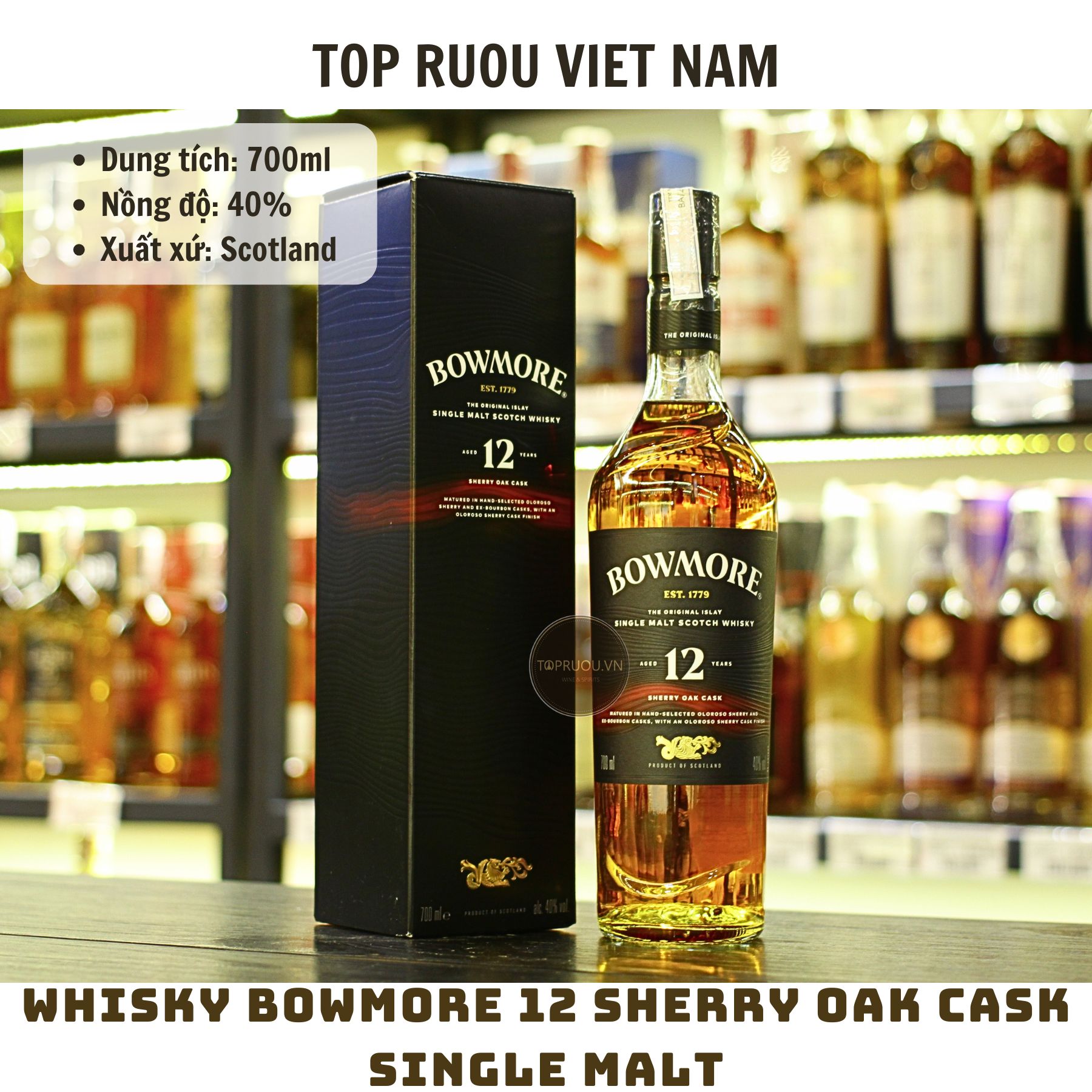 Whisky Bowmore 12 Sherry OAK Cask Single Malt - 700ml - 40% - Scotland