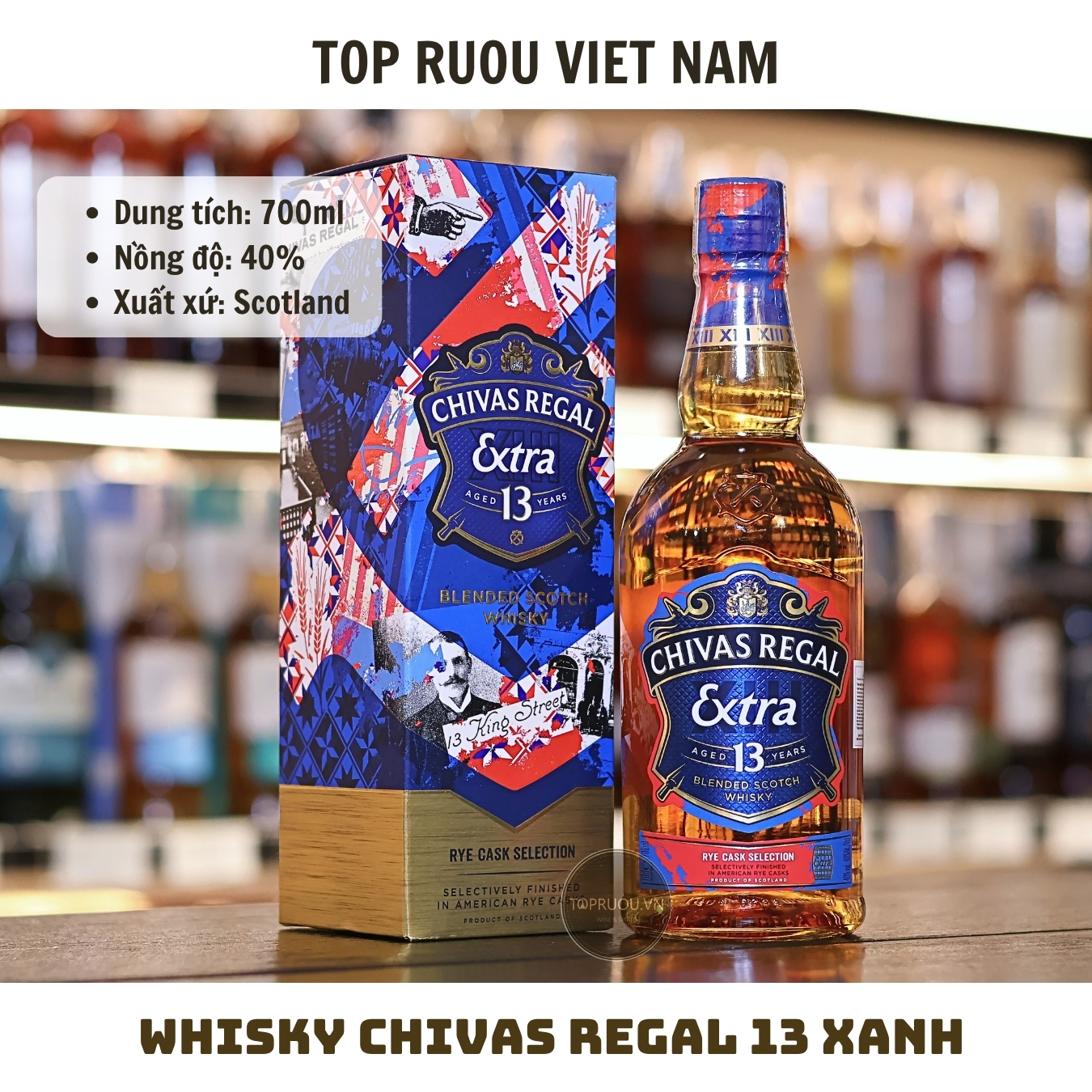 Whisky Chivas Regal 13 Xanh - 700ml - 40% - Scotland