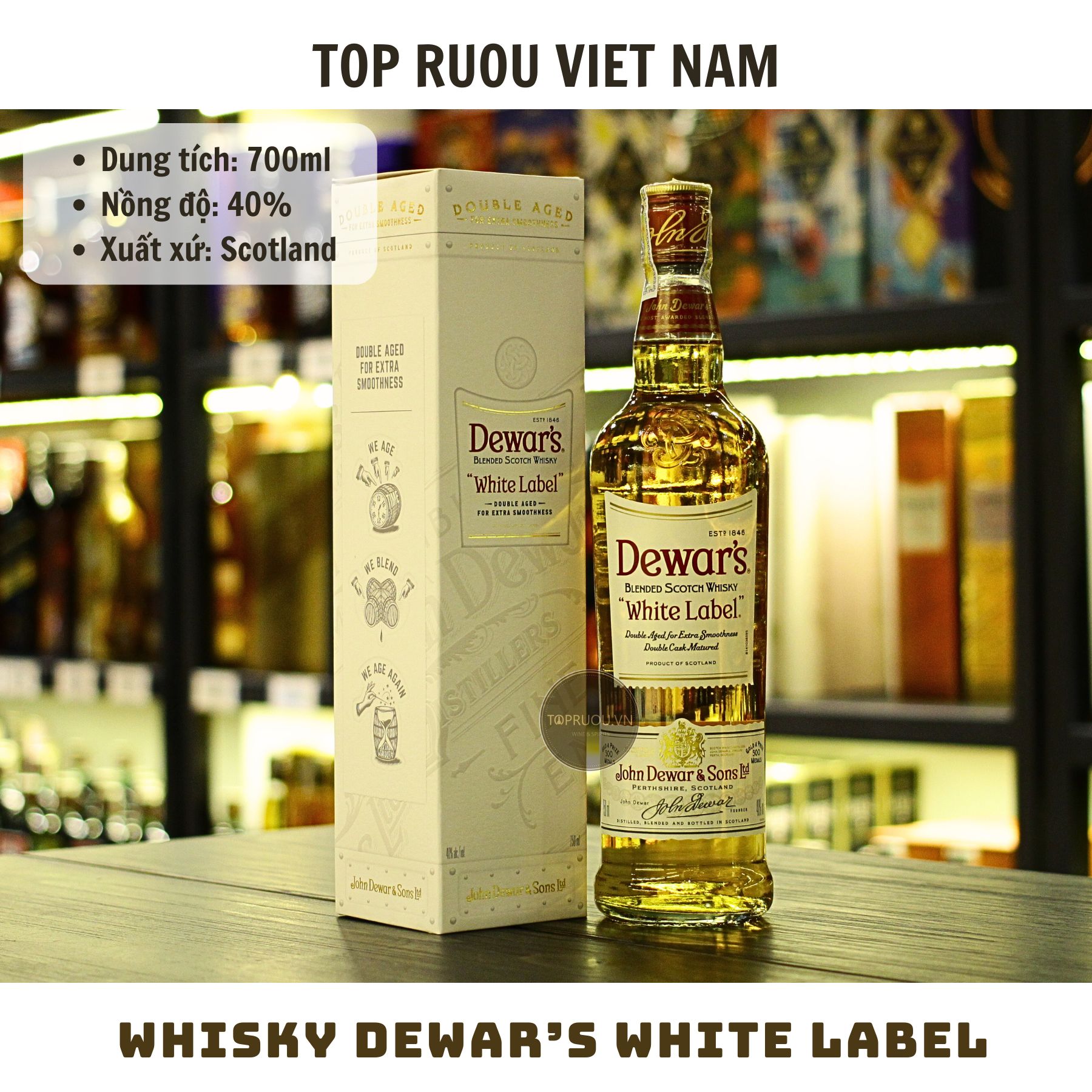 Whisky Dewar’s White Label Blended Scotch - 700ml - 40% - Scotland