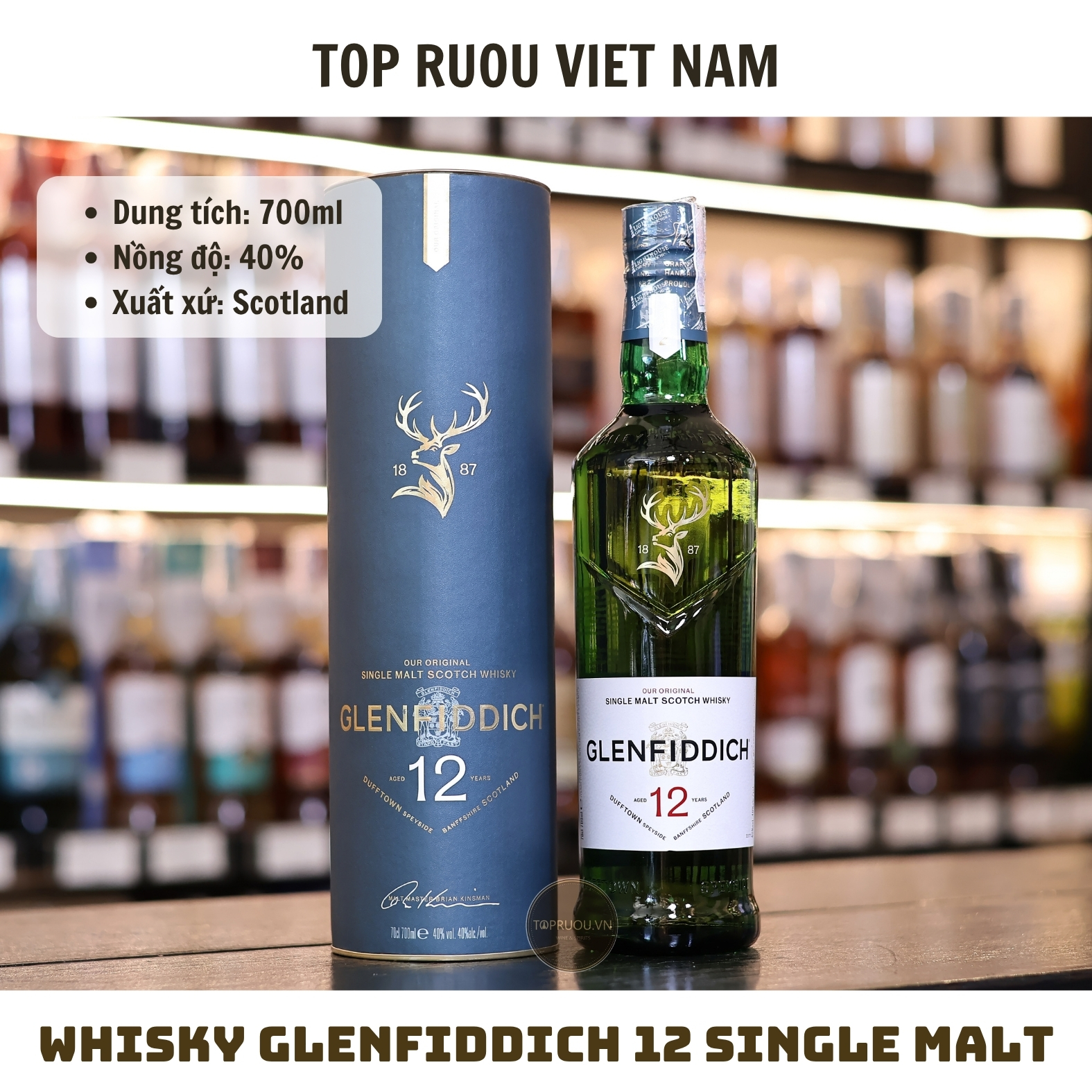Whisky Glenfiddich 12 Single Malt - 700ml - 40% - Scotland