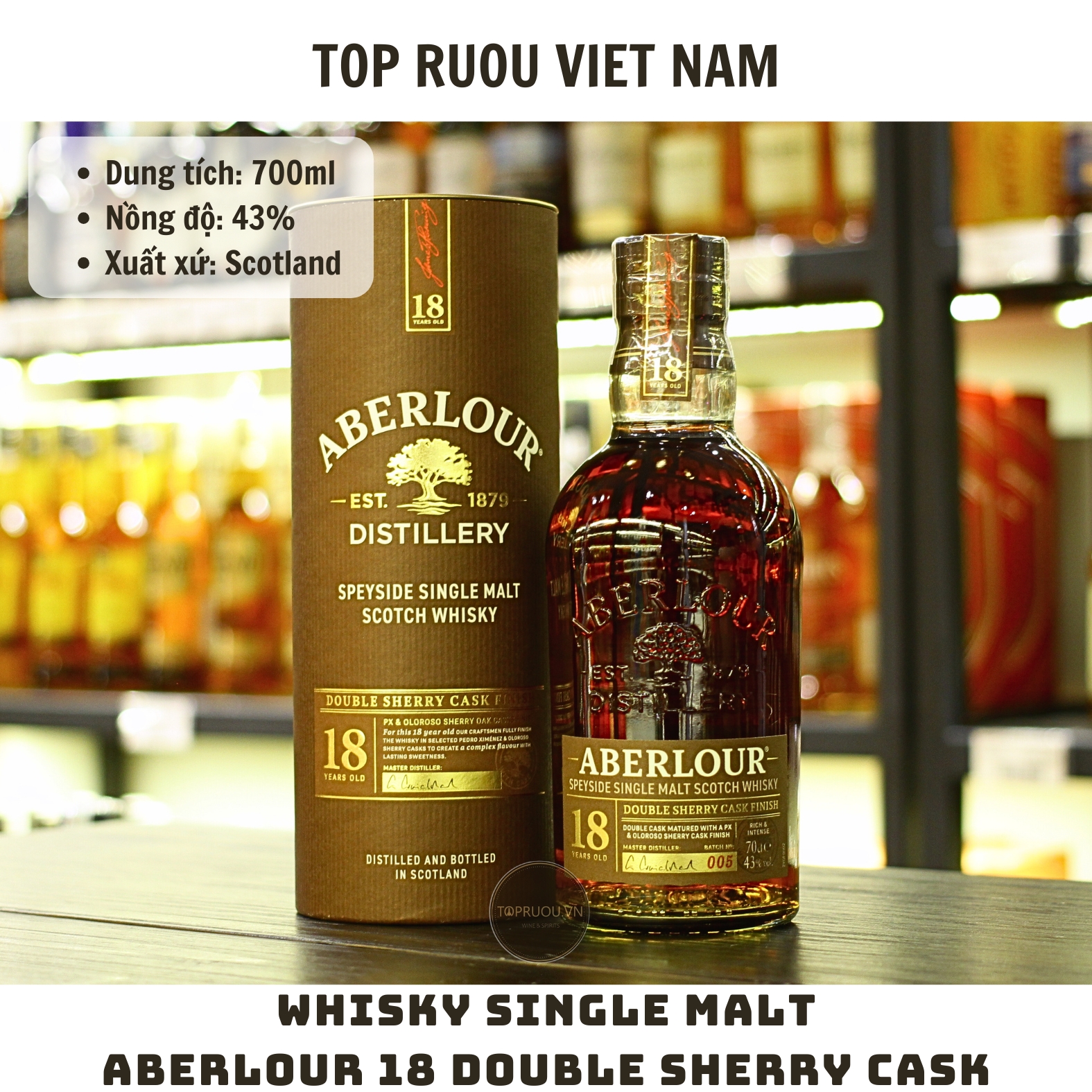 Whisky Aberlour 18 Double Sherry Cask Single Malt - 700ml - 43% - Scotland