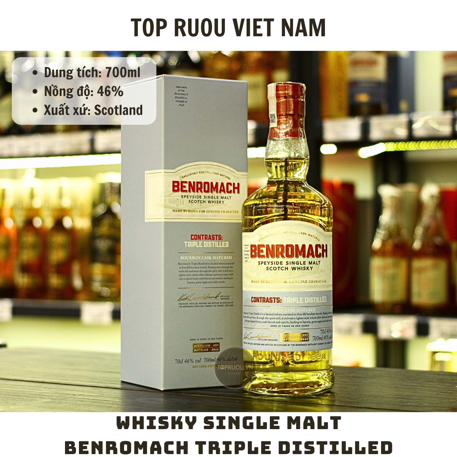 Whisky Benromach Contrasts: Triple Distilled Single Malt - 700ml - 46% - Scotland