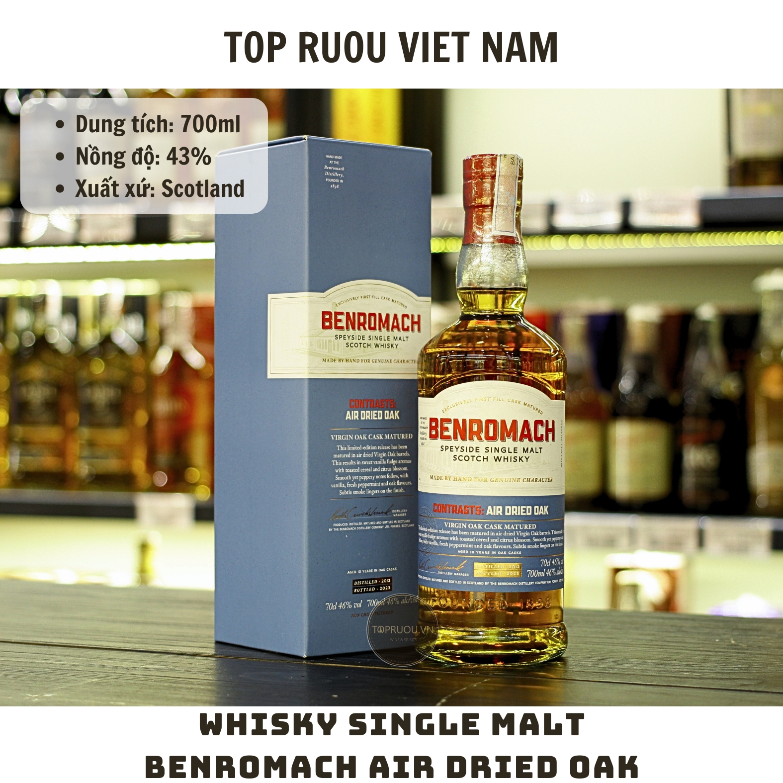 Whisky Benromach Air Dried OAK Single Malt - 700ml - 43% - Scotland
