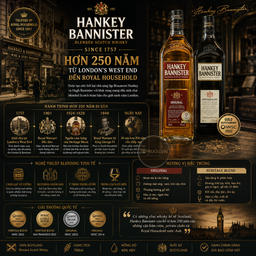 Whisky Hankey Bannister Heritage Blended Scotch - 700ml - 46% - Scotland