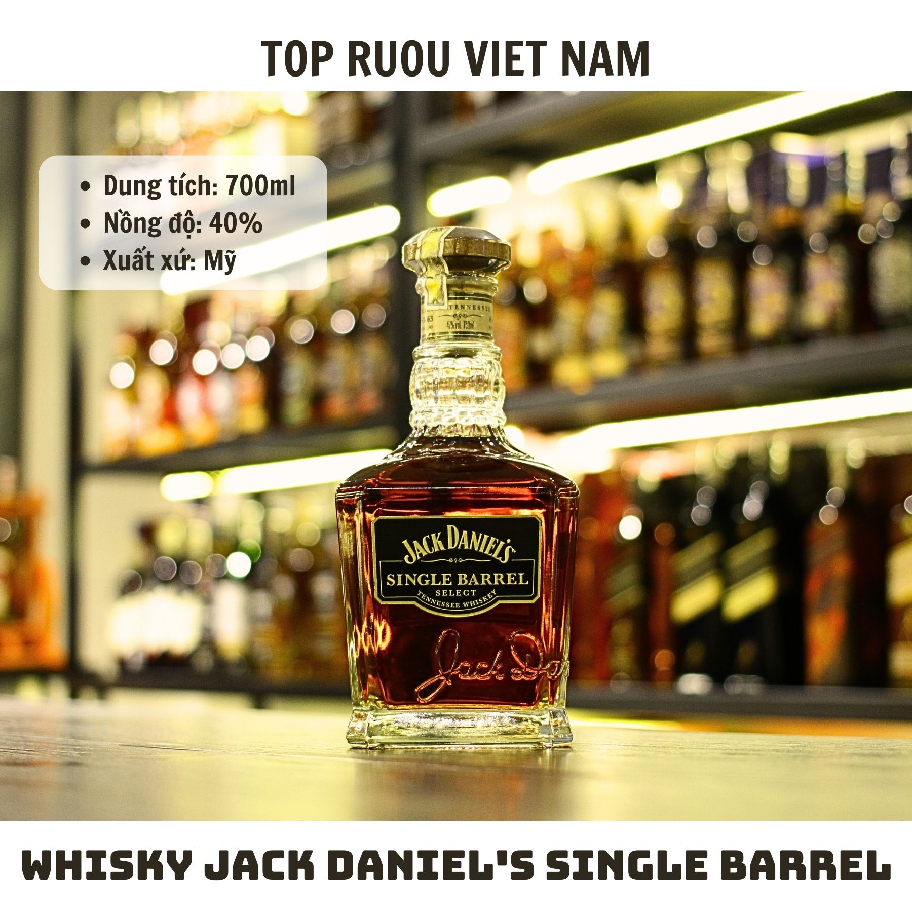 Whisky Jack Daniel's Single Barrel - 700ml - 40% - Mỹ