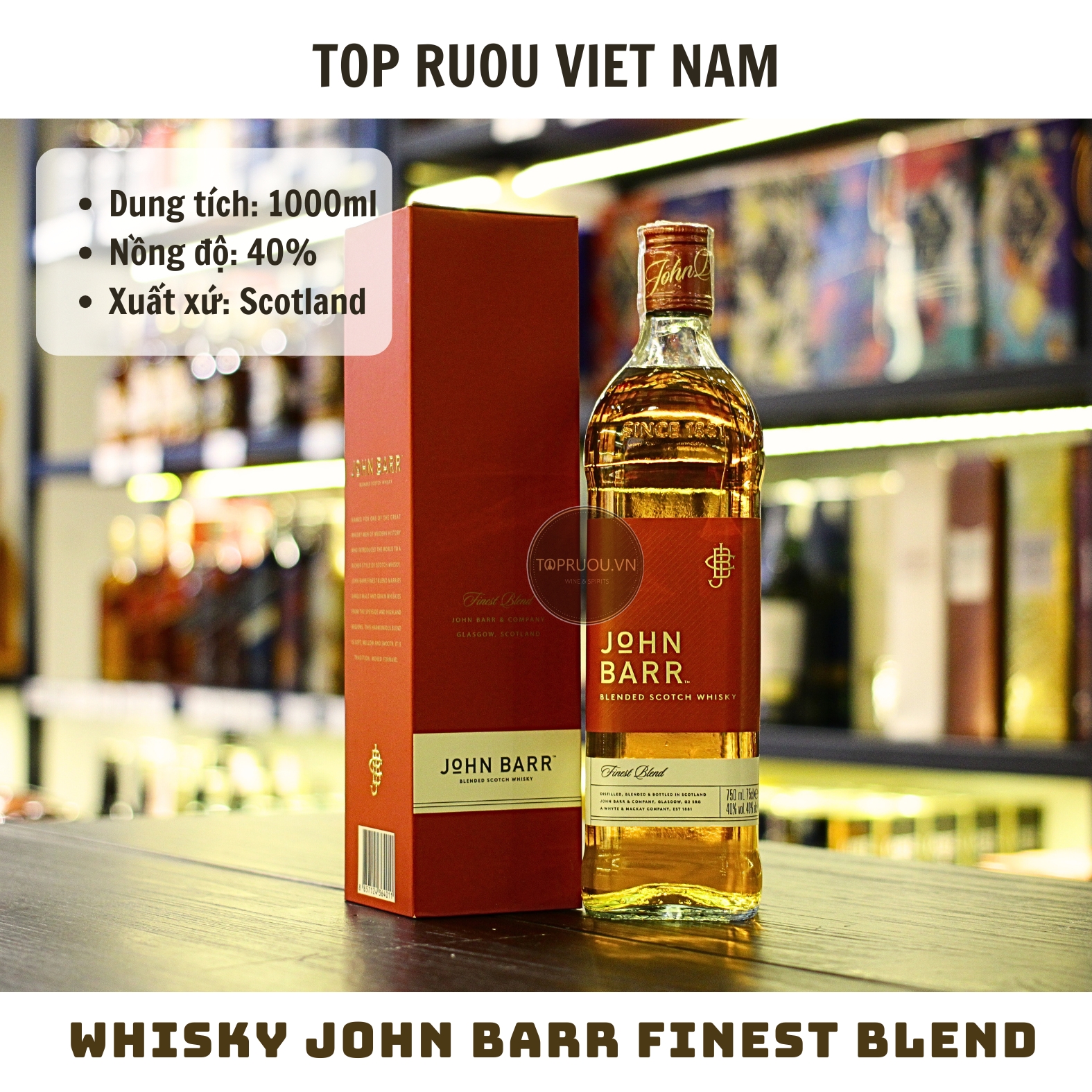 Whisky John Barr Finest Blend - 1000ml - 40%- Scotland