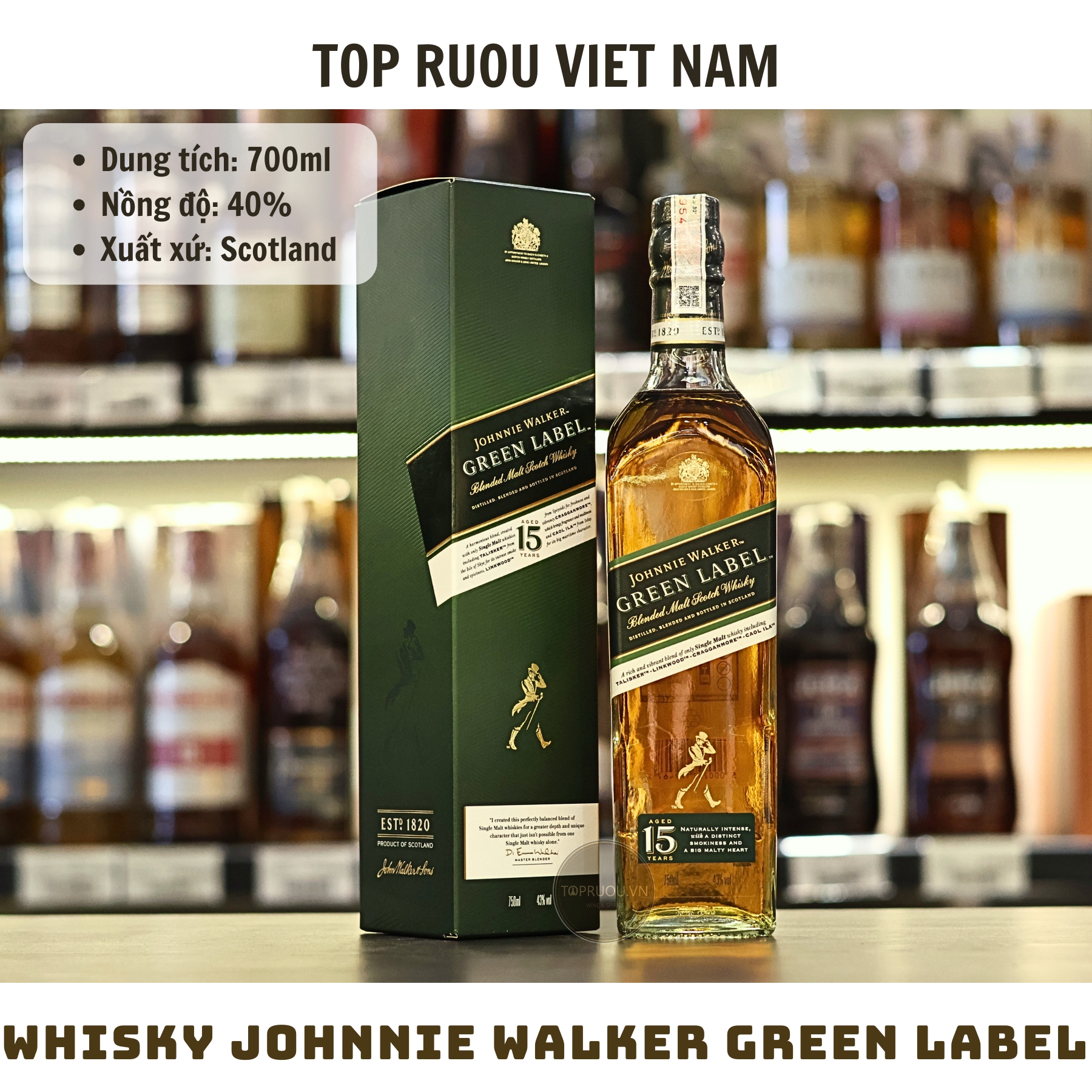 Whisky Johnnie Walker Green Label 15 Year - 750ml - 40% - Scotland