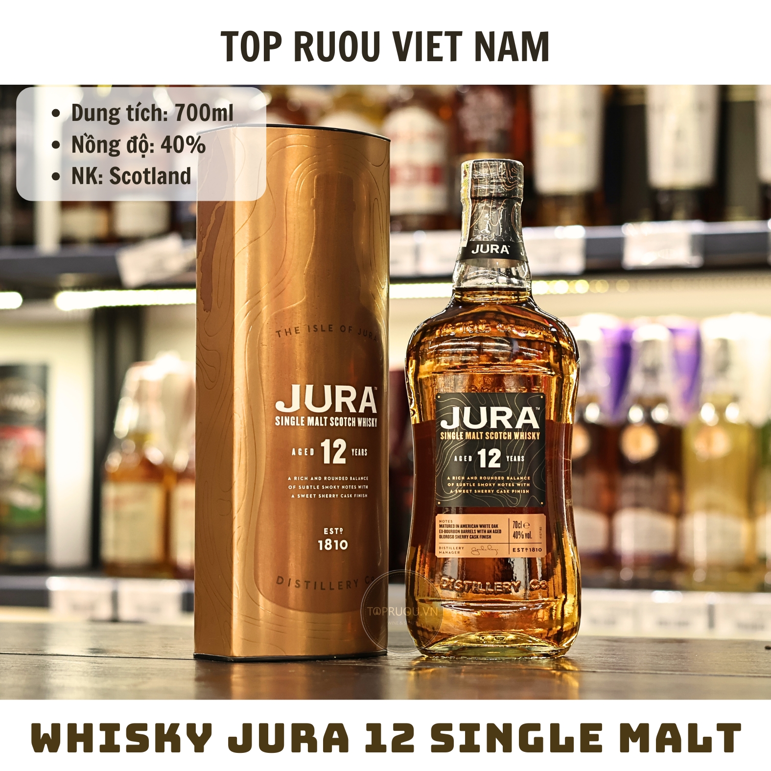 Whisky Jura 12 Single Malt - 700ml - 40% - Scotland