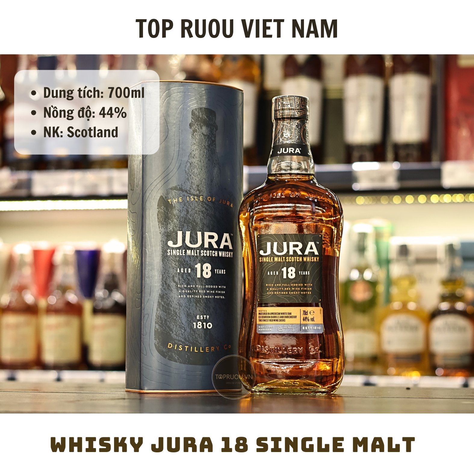 Whisky Jura 18 Single Malt - 700ml - 44% - Scotland