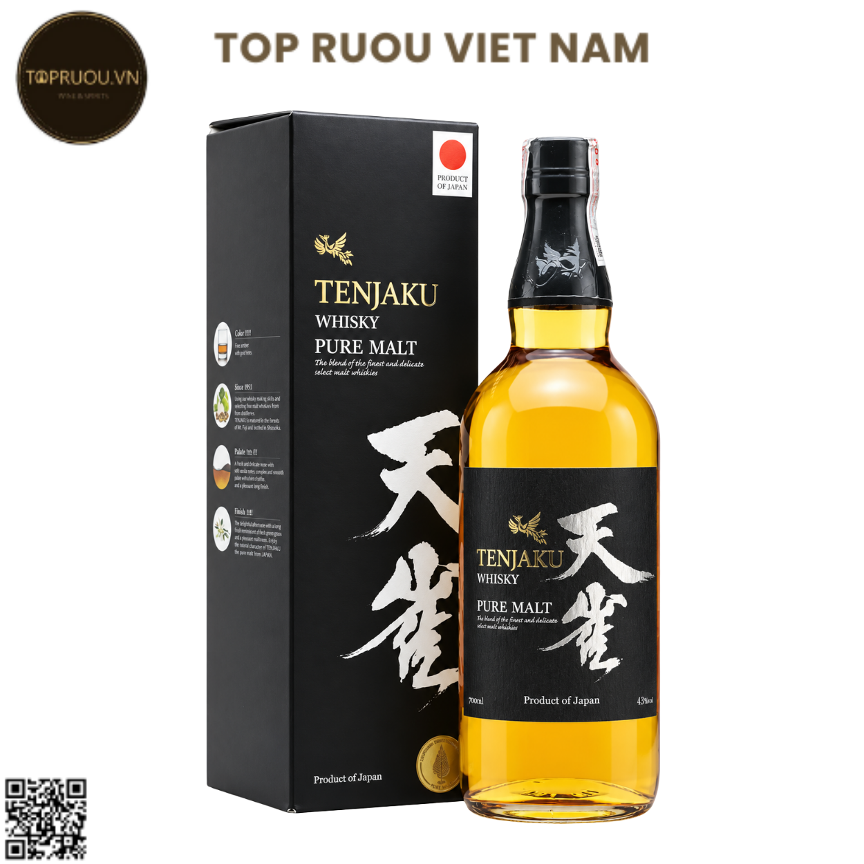 Whisky Tenjaku Pure Malt - 700ml - 43% - Nhật Bản