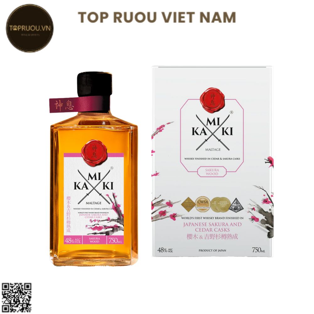Whisky Kamiki Sakura Wood - 500ml - 48% - Nhật Bản