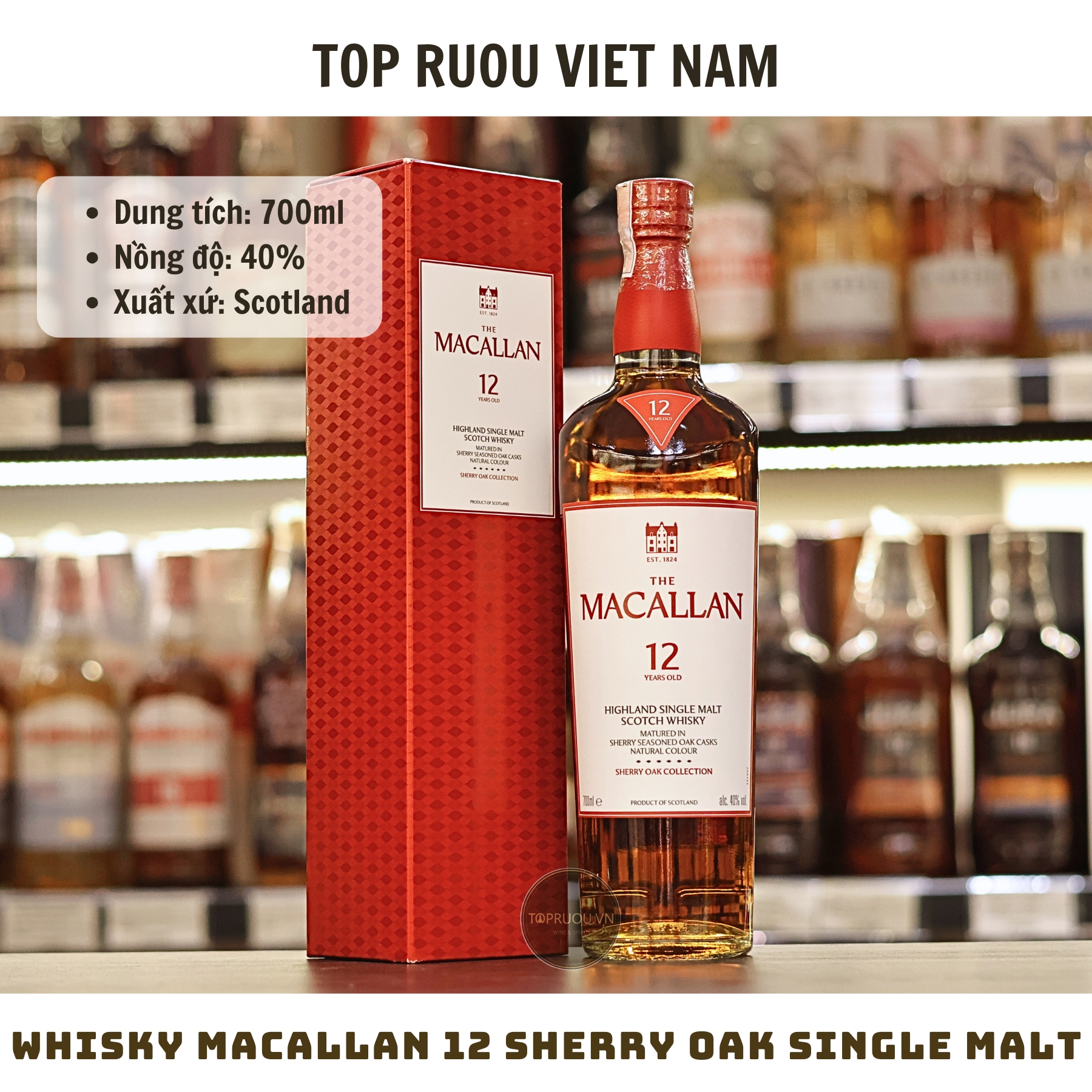 Whisky Macallan 12 Sherry OAK V25 - 700ml - 40% - Scotland