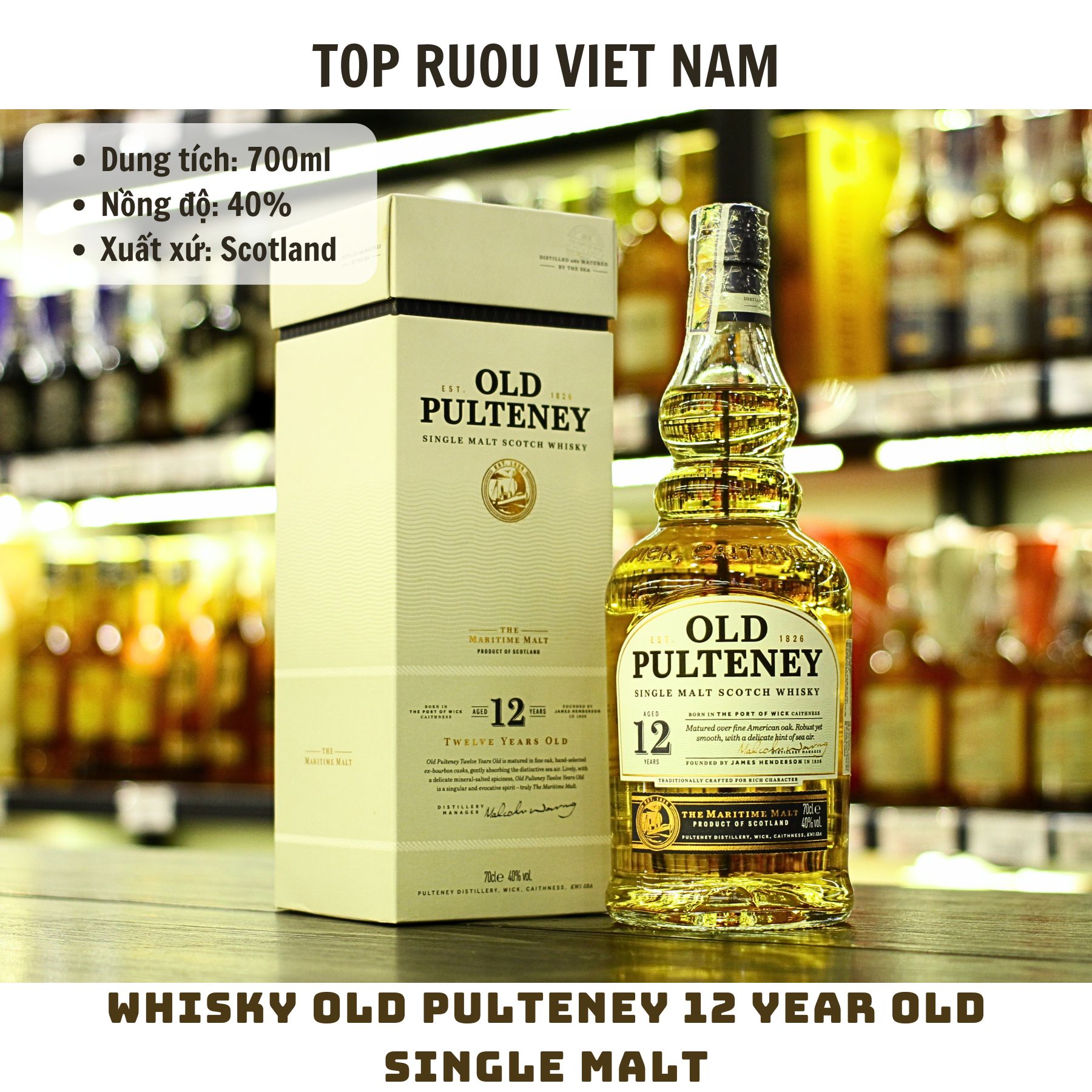 Whisky Old Pulteney 12 Year Old Single Malt - 700ml - 40% - Scotland