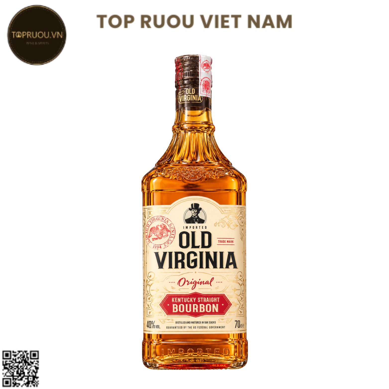 Whisky Old Virginia Bourbon Original - 700ml - 40% - Mỹ