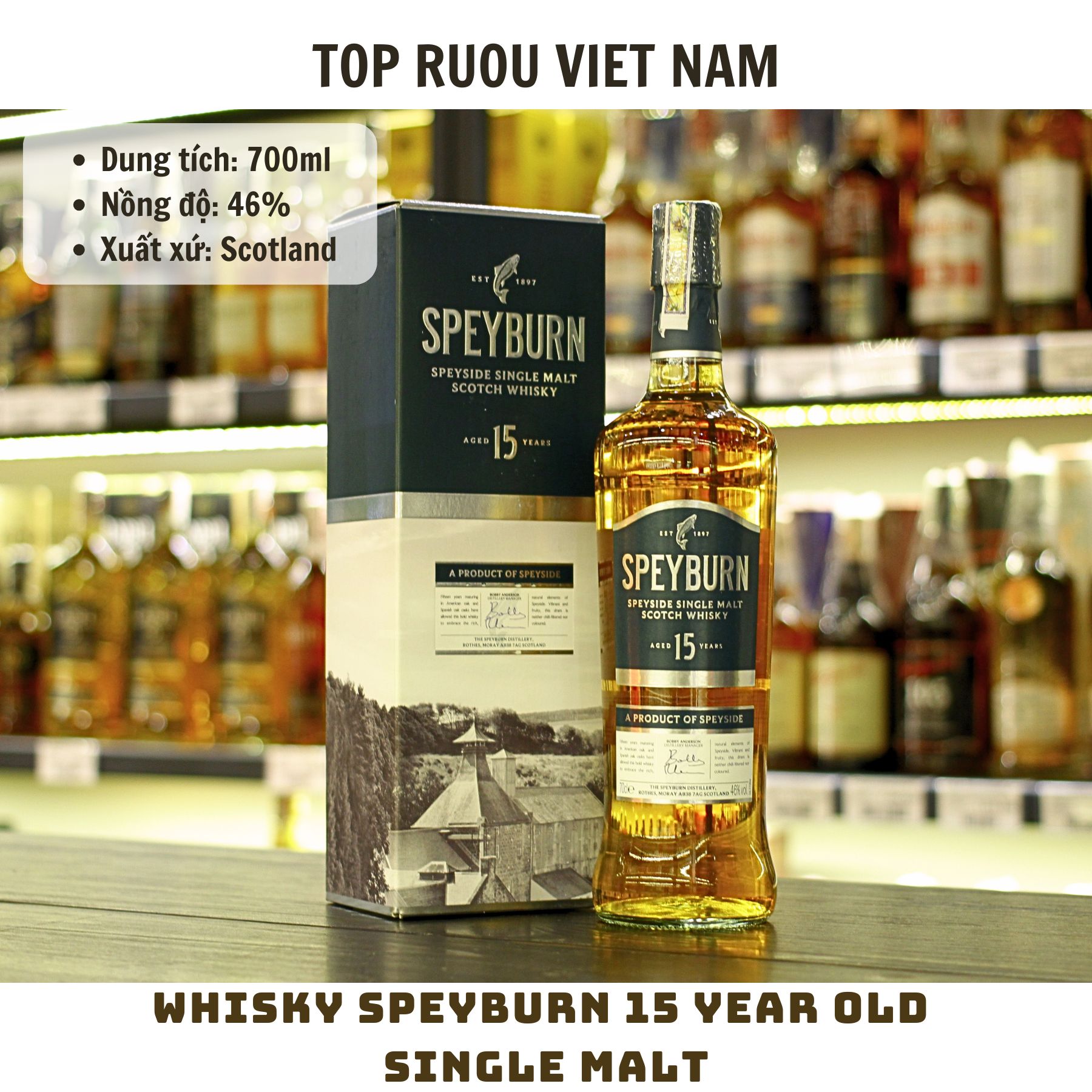 Whisky Speyburn 15 Year Old Single Malt - 700ml - 46% - Scotland