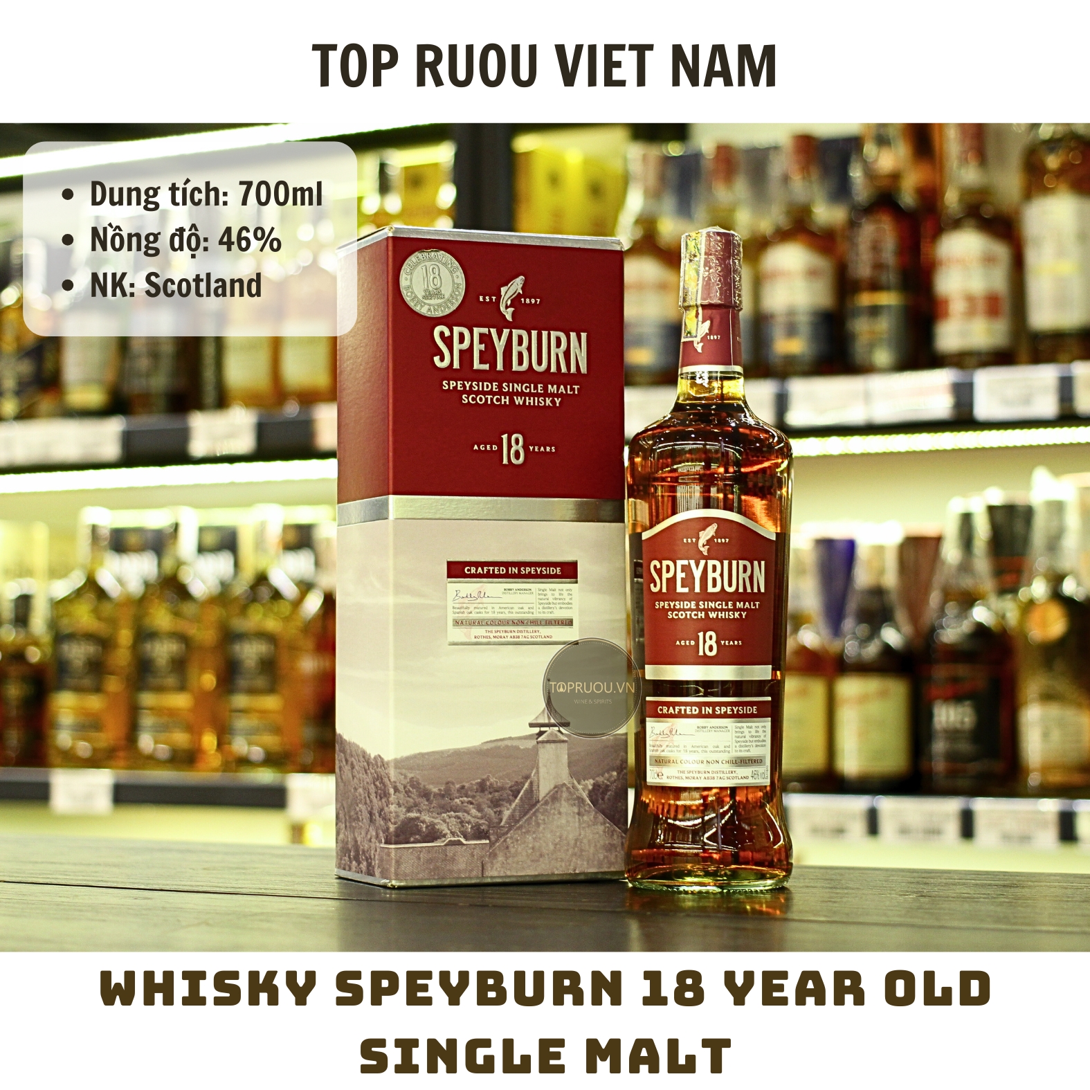 Whisky Speyburn 18 Year Old Single Malt - 700ml - 46% - Scotland