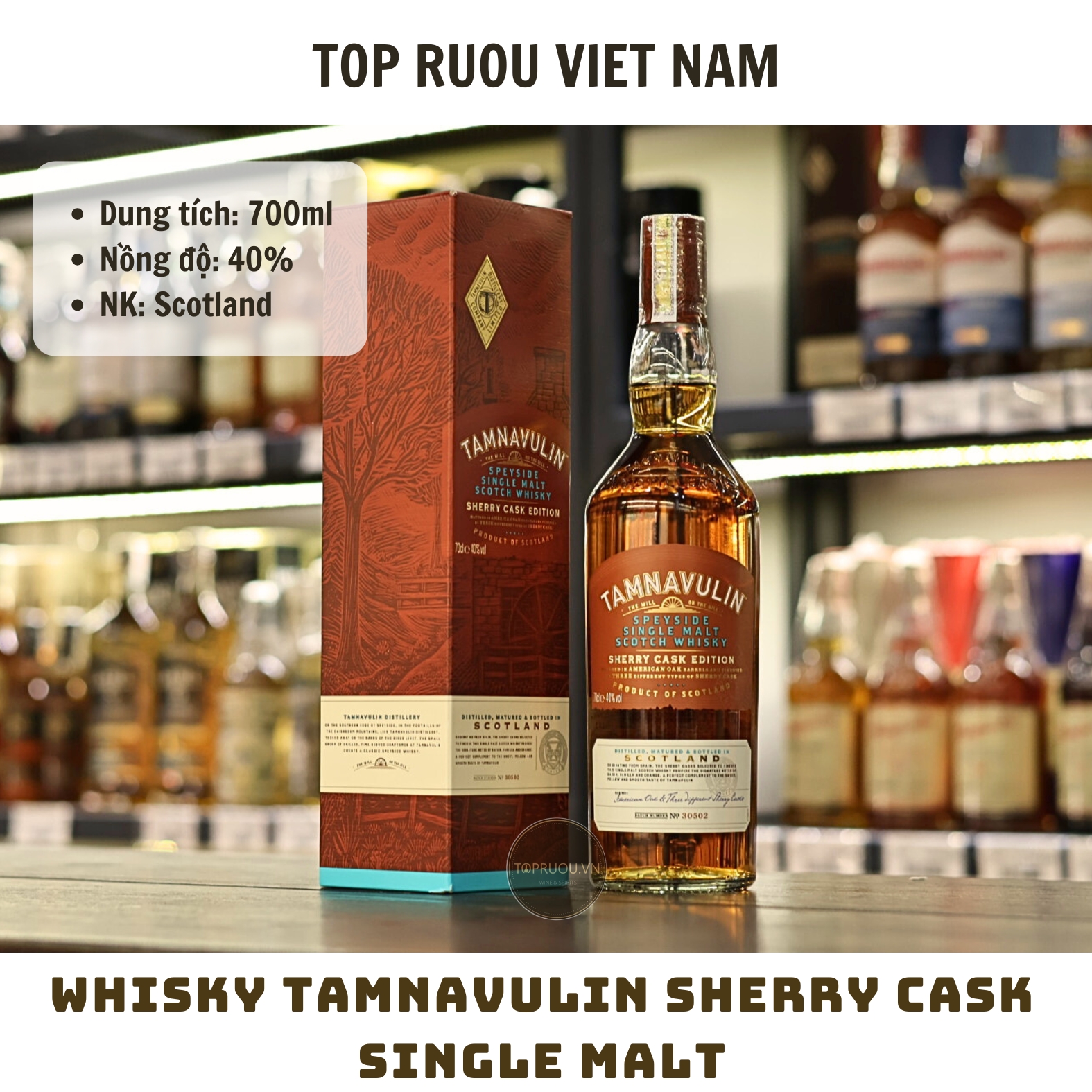 Whisky Tamnavulin Sherry Cask Single Malt - 700ml - 40% - Scotland