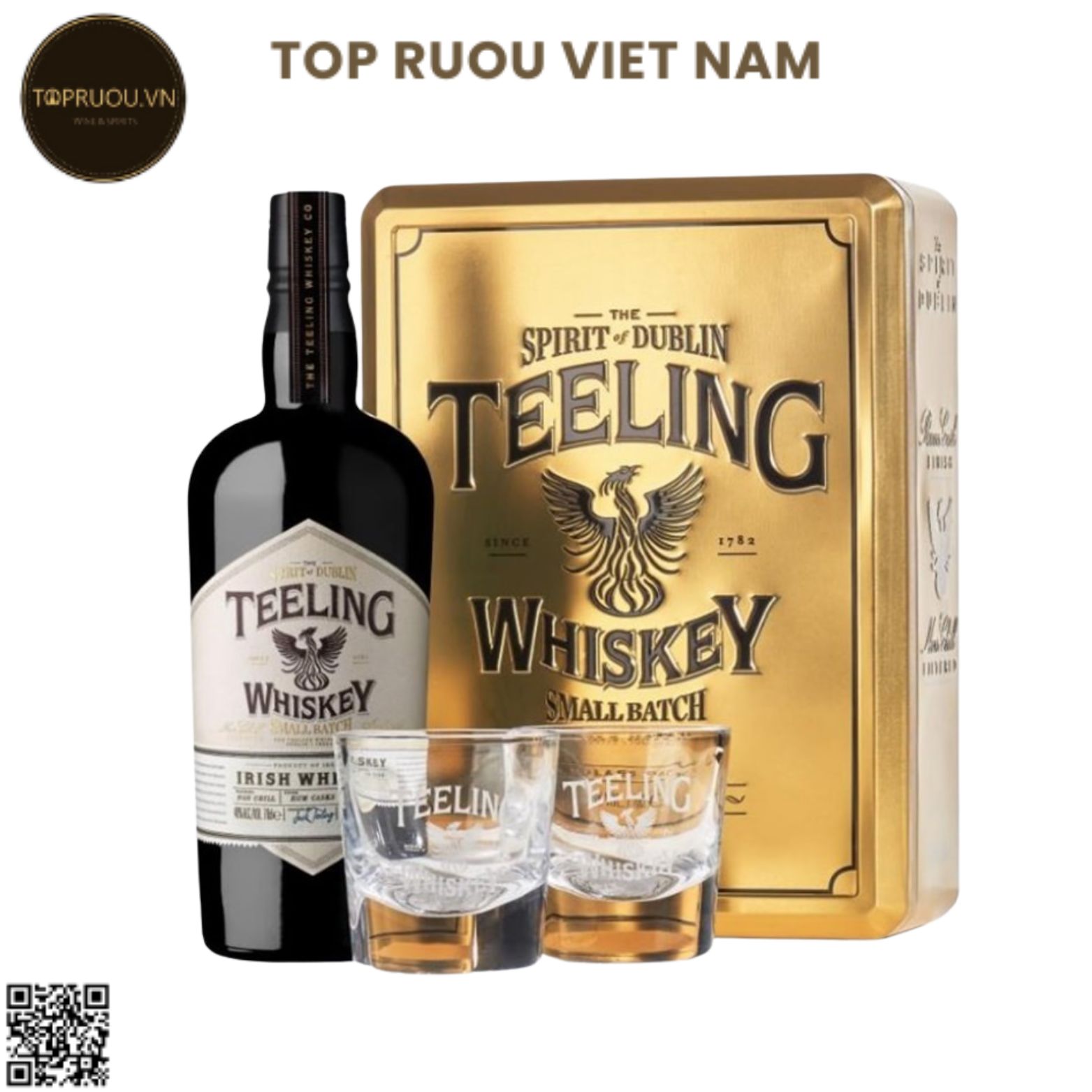 Whisky Teeling Small Batch Single Malt - 700ml - 46% - Ireland - Kèm Hộp Sắt + 2 Ly