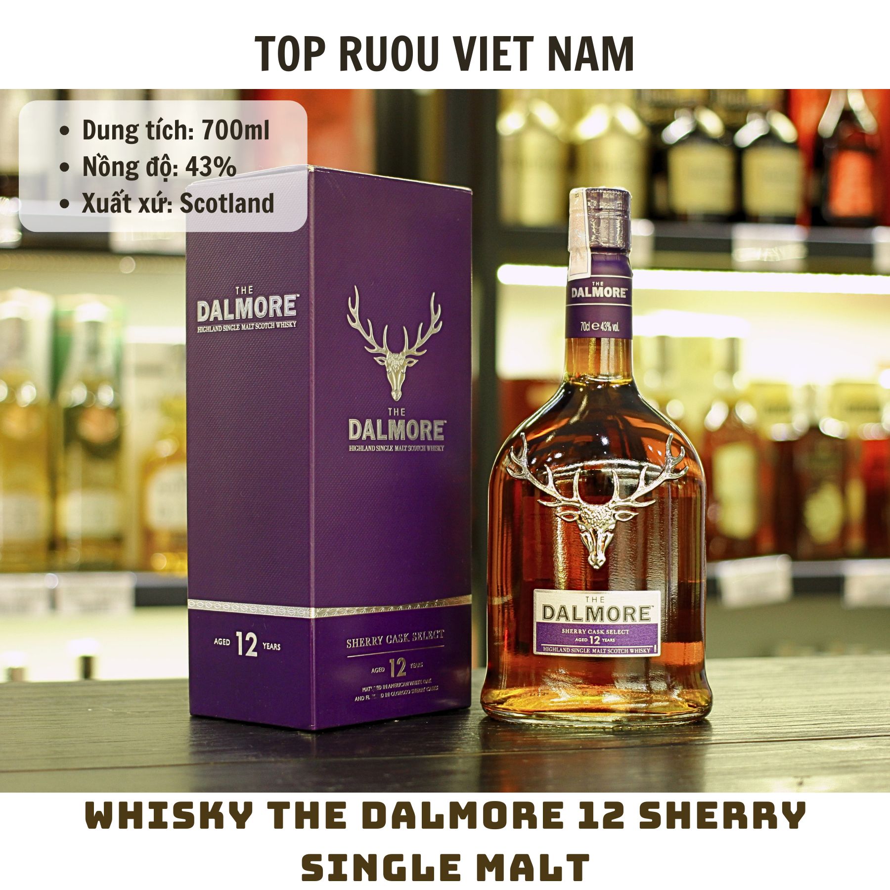 Whisky The Dalmore 12 Sherry Single Malt - 700ml - 43% - Scotland