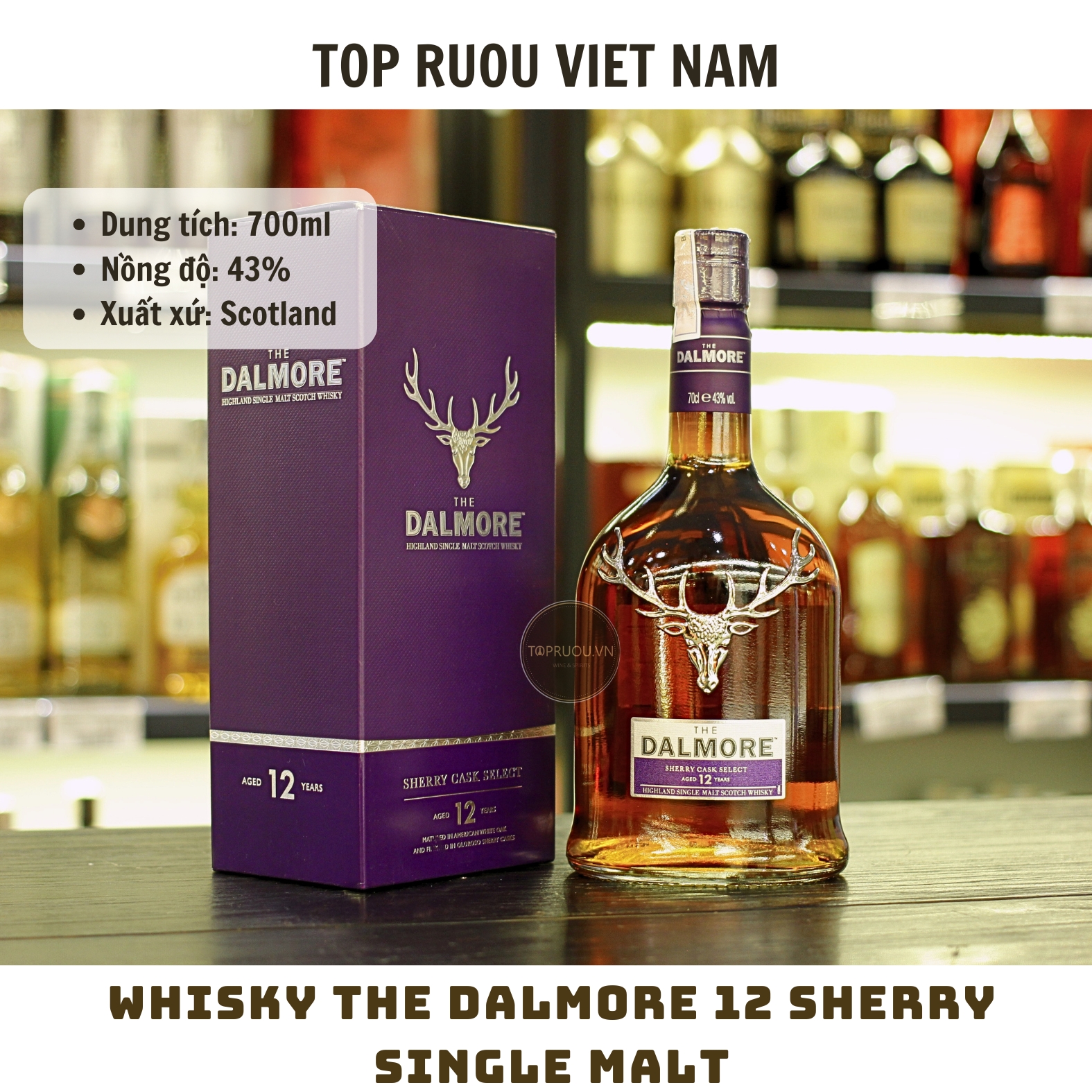 Whisky The Dalmore 12 Sherry Single Malt - 700ml - 43% - Scotland