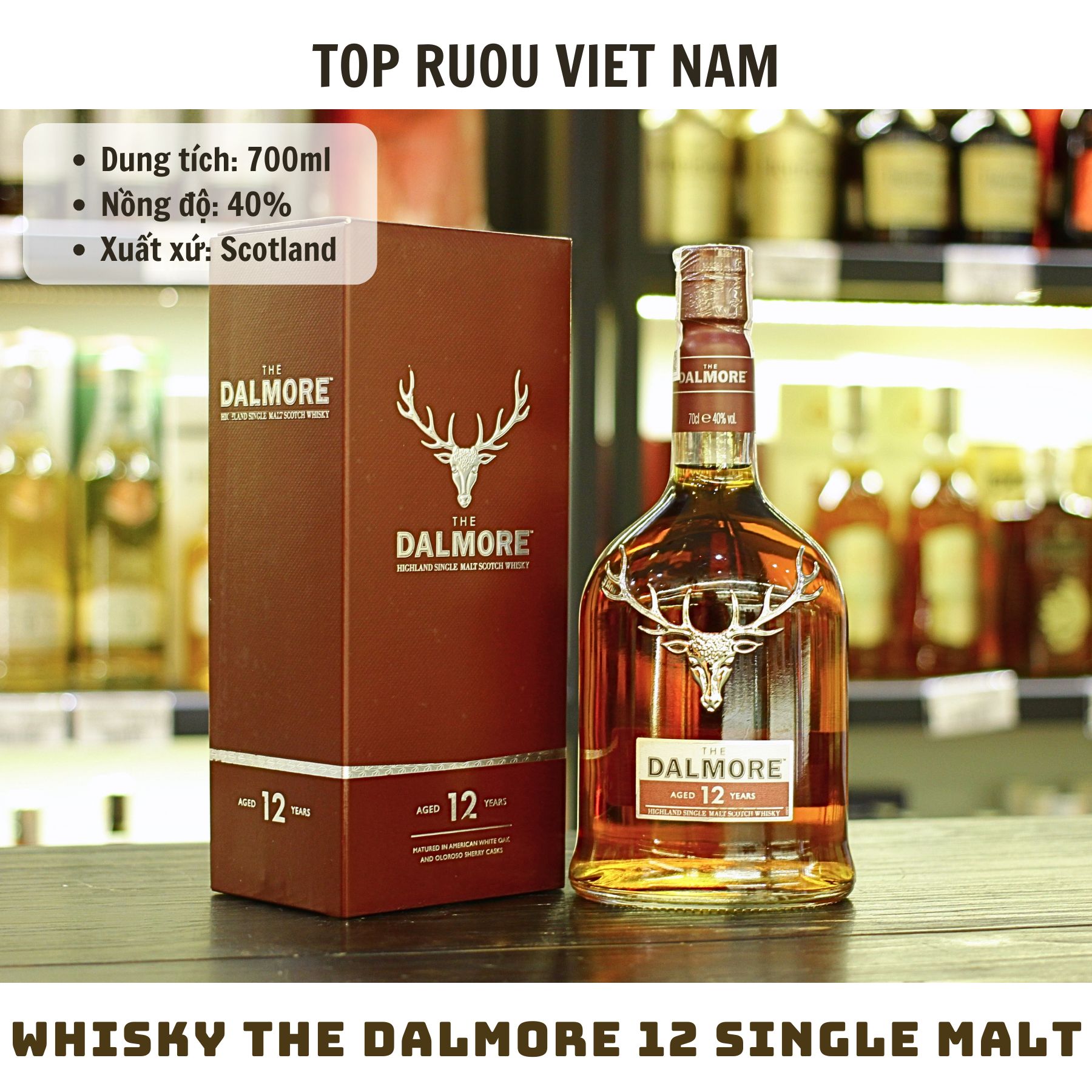 Whisky The Dalmore 12 Single Malt - 700ml - 40% - Scotland