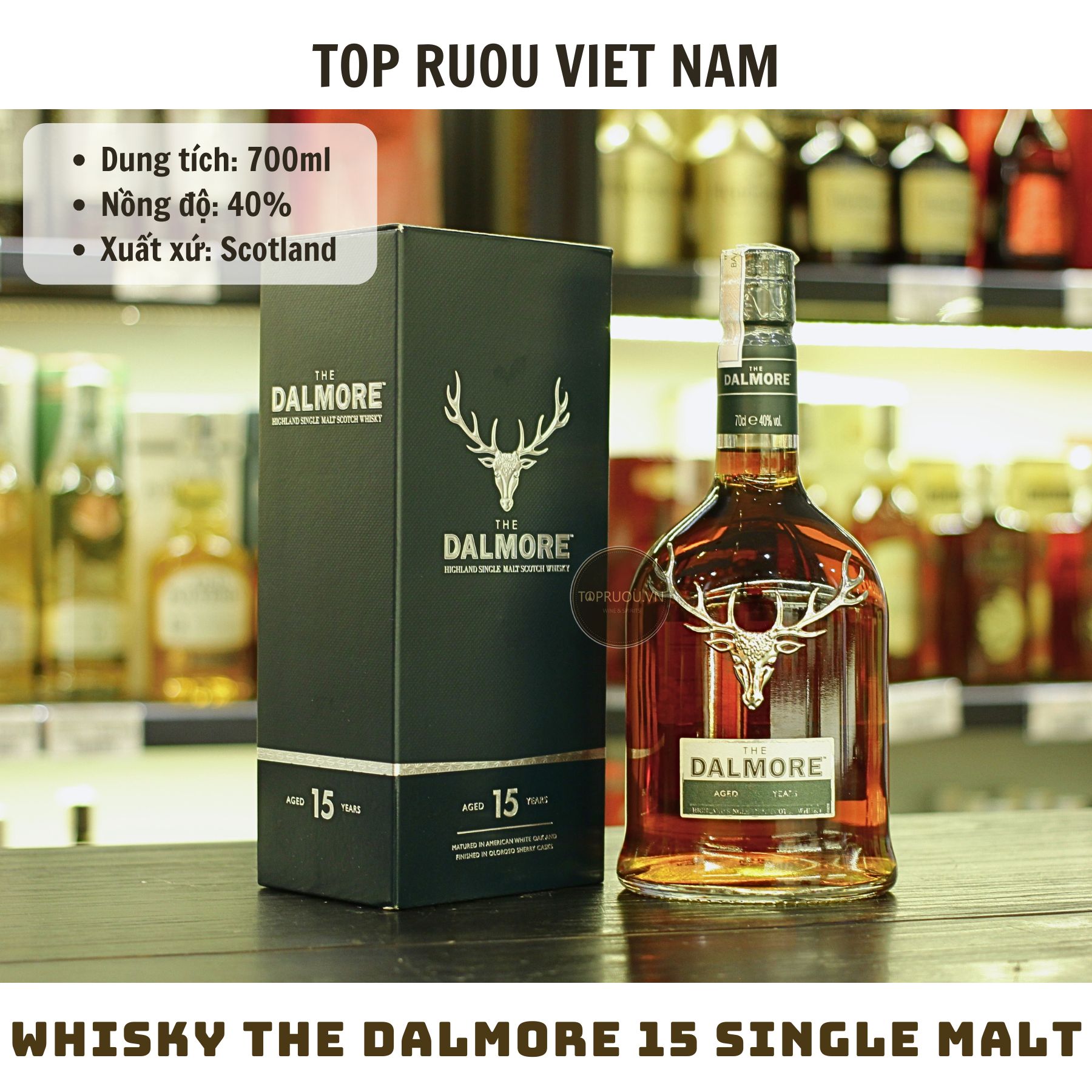 Whisky The Dalmore 15 Single Malt - 700ml - 40% - Scotland