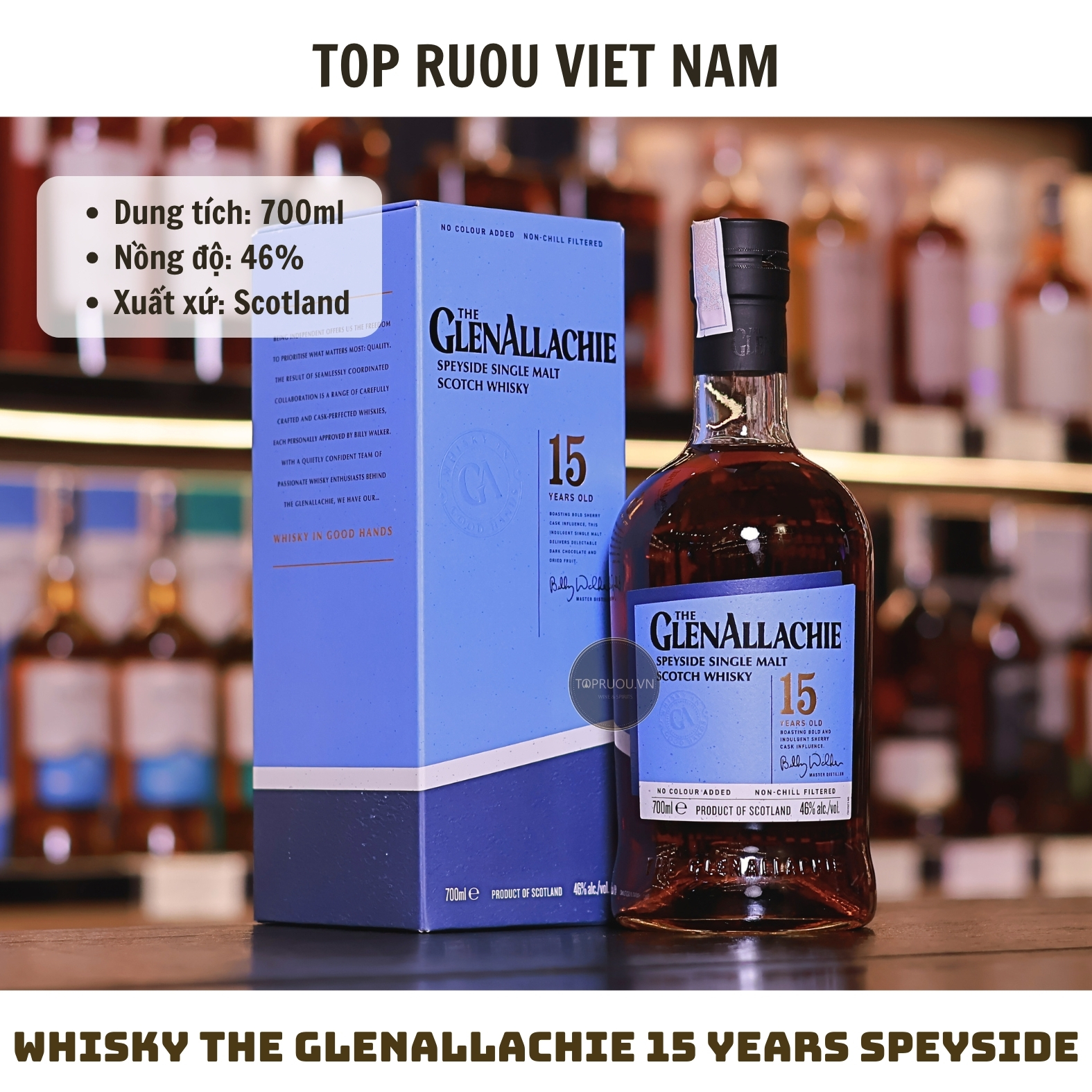 Whisky The Glenallachie 15 Years Speyside Single Malt - 700ml - 46% - Scotland