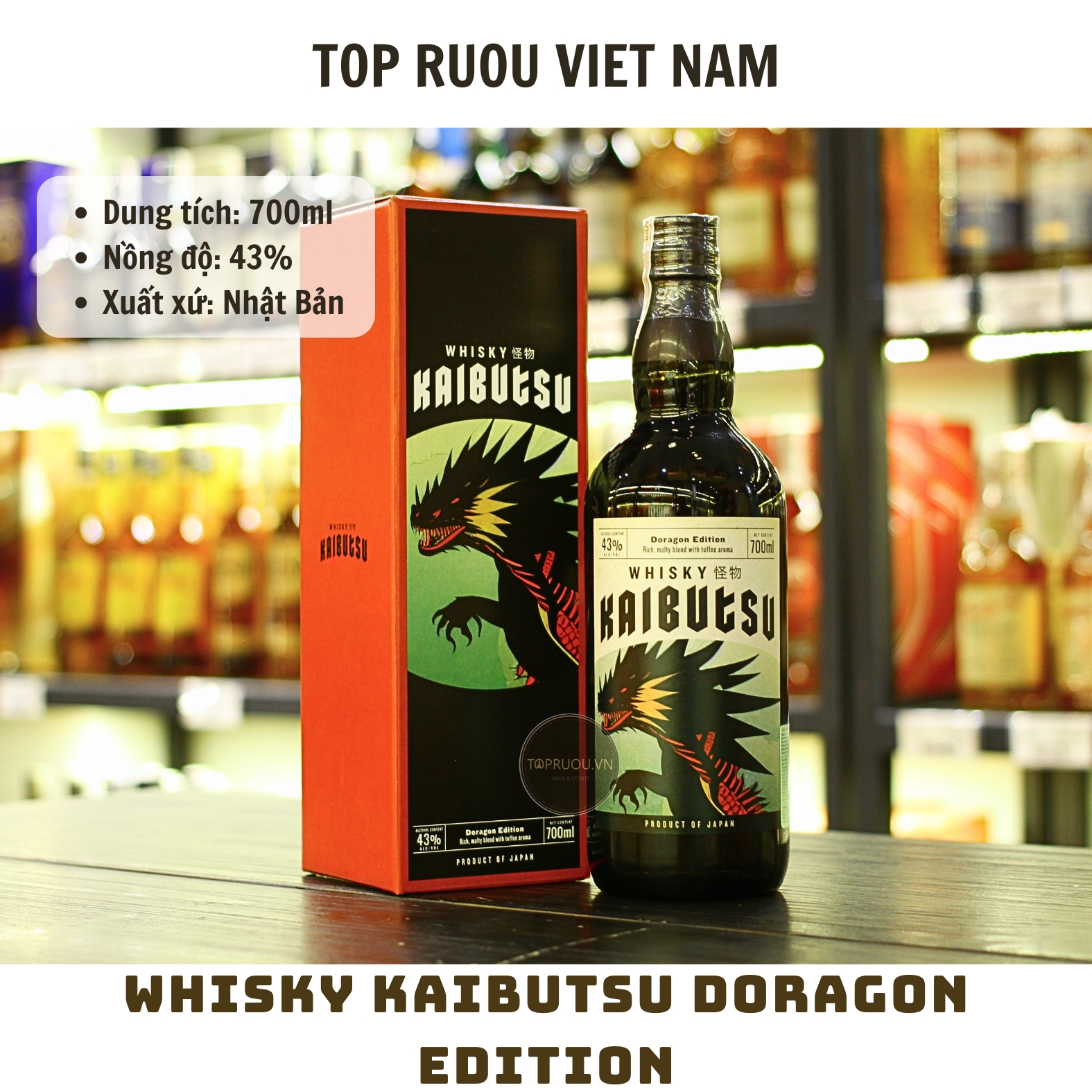 Whisky Kaibutsu Doragon Edition - 700ml - 43% - Nhật Bản