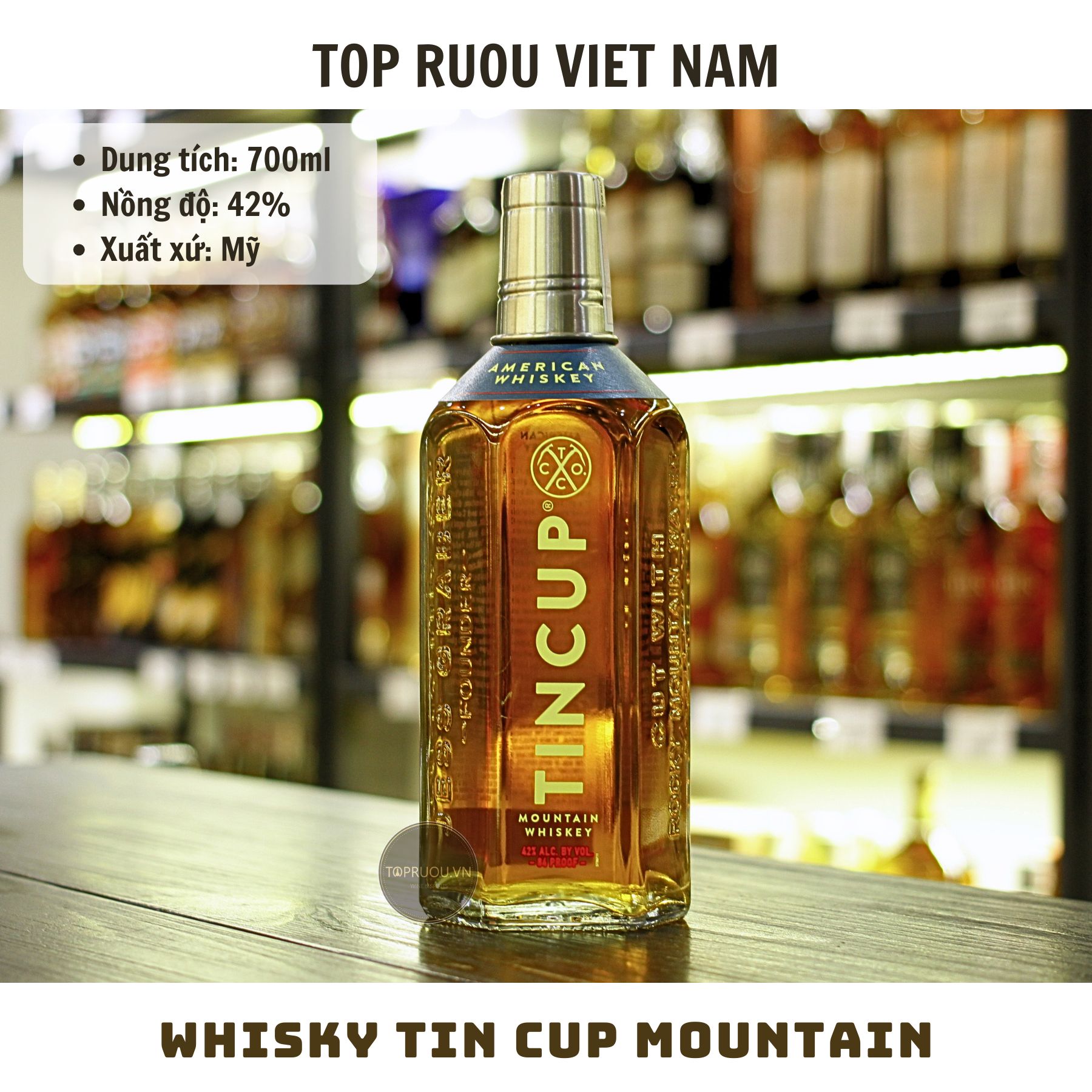 Whisky Tin Cup Mountain - 700ml - 42% - Mỹ