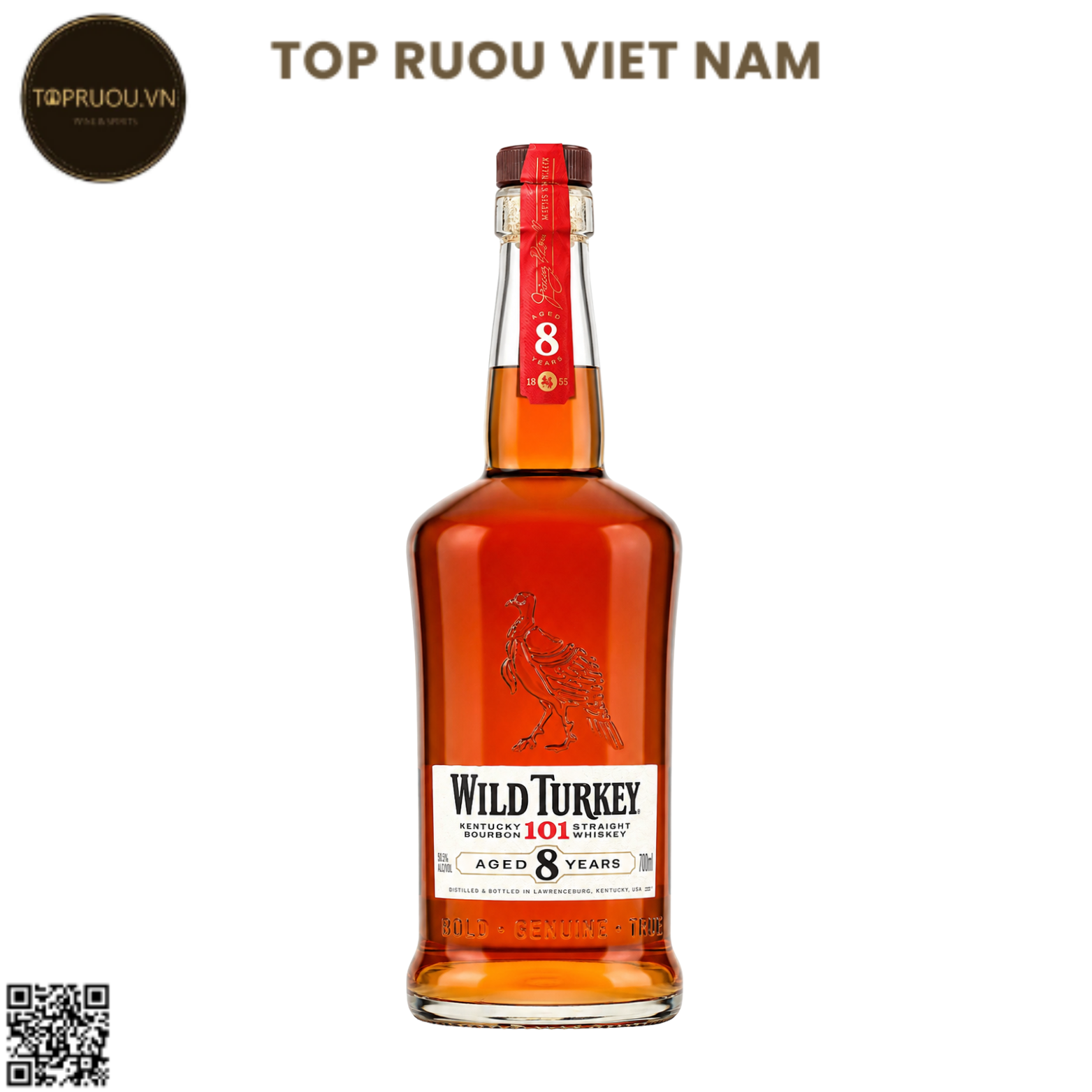 Whisky Wild Turkey 101 Kentucky Straight Bourbon Aged 8 Years - 700ml - 50.5% - Mỹ
