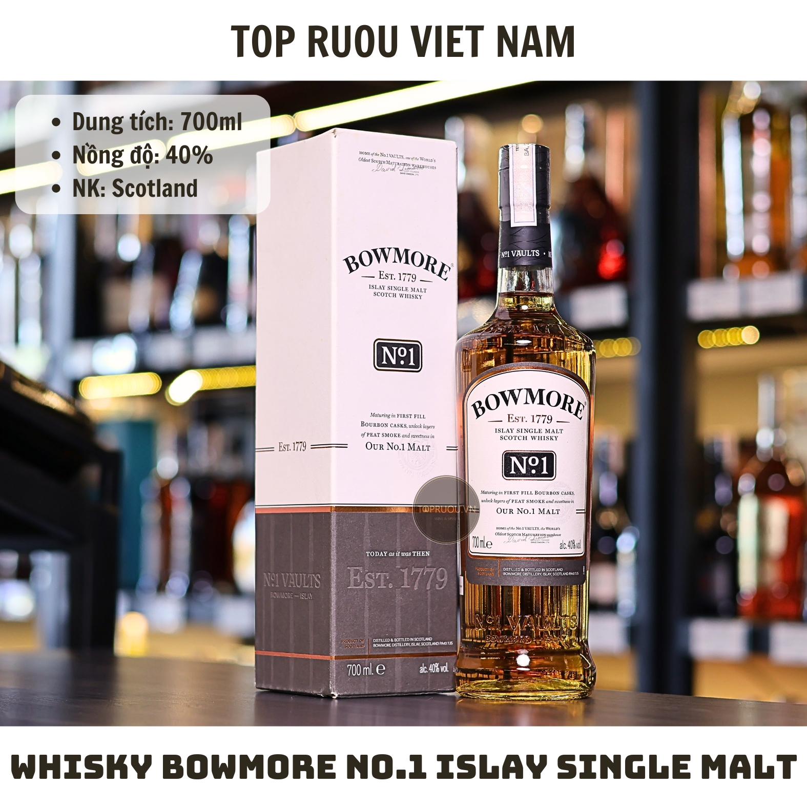 Whisky Bowmore No.1 Islay Single Malt - 700ml - 40% - Scotland