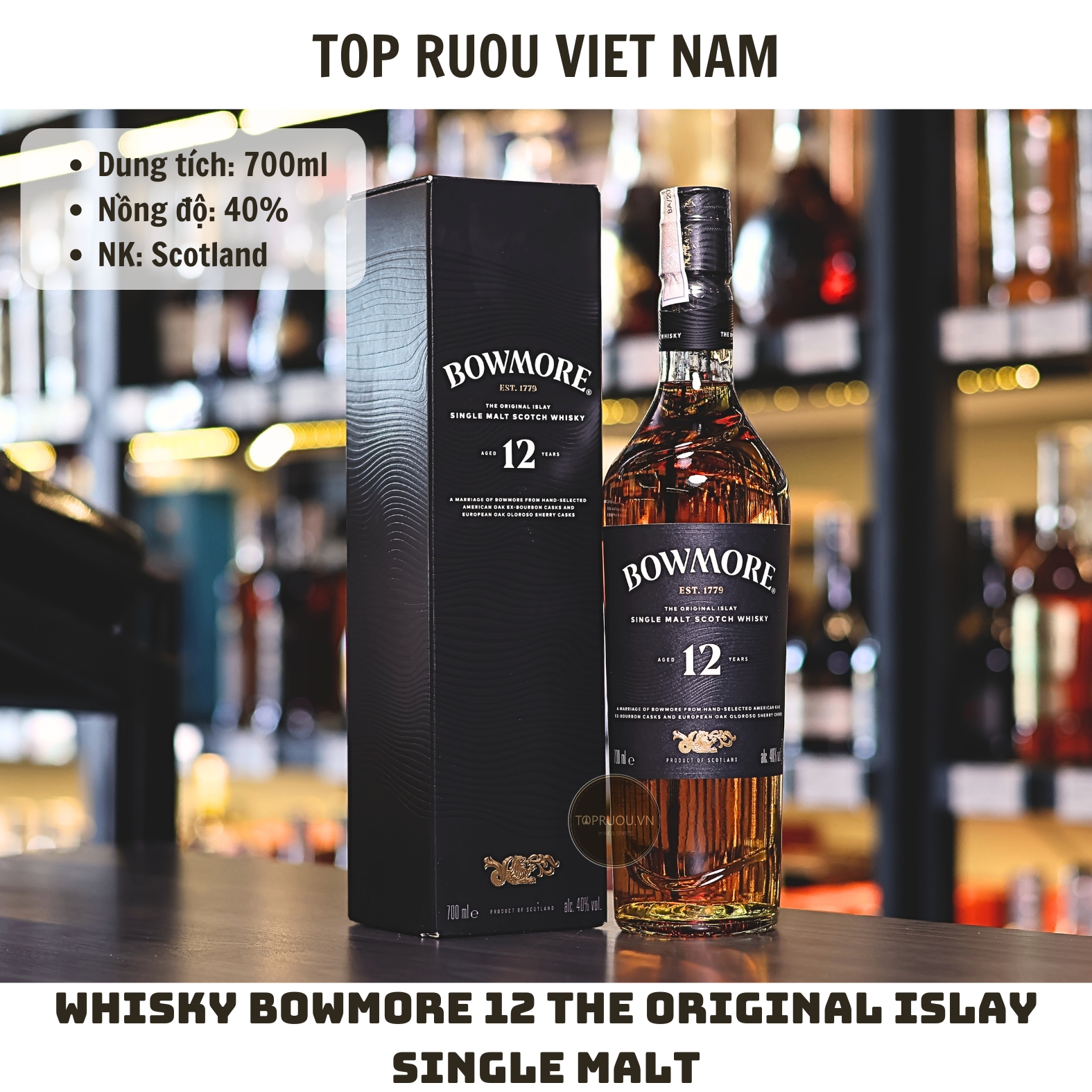 Whisky Bowmore 12 The Original Islay Single Malt - 700ml - 40% - Scotland