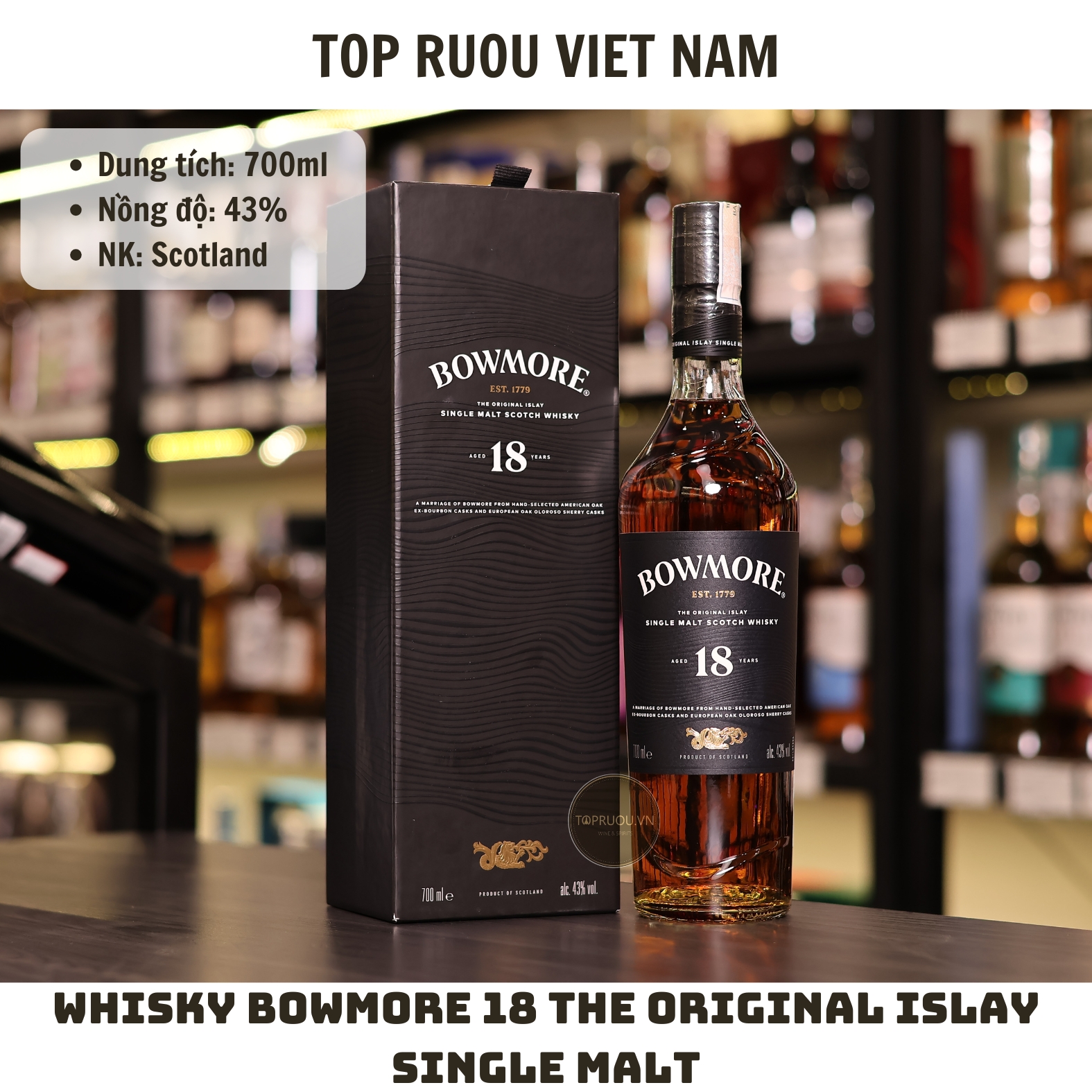 Whisky Bowmore 18 The Original Islay Single Malt - 700ml - 43% - Scotland