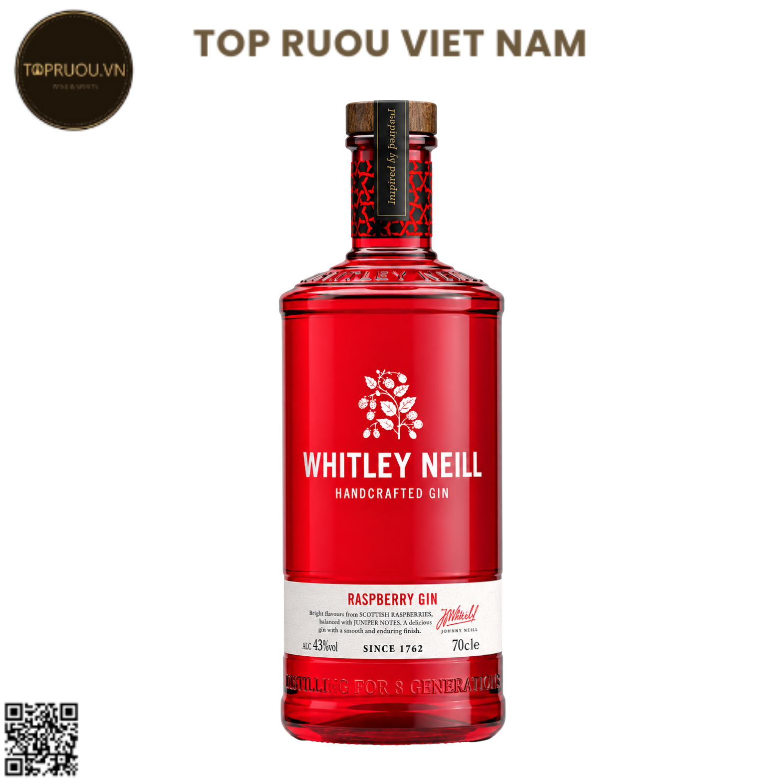 Gin Whitley Neill Raspberry (Mâm Xôi Đỏ) - 700ml - 43% - England