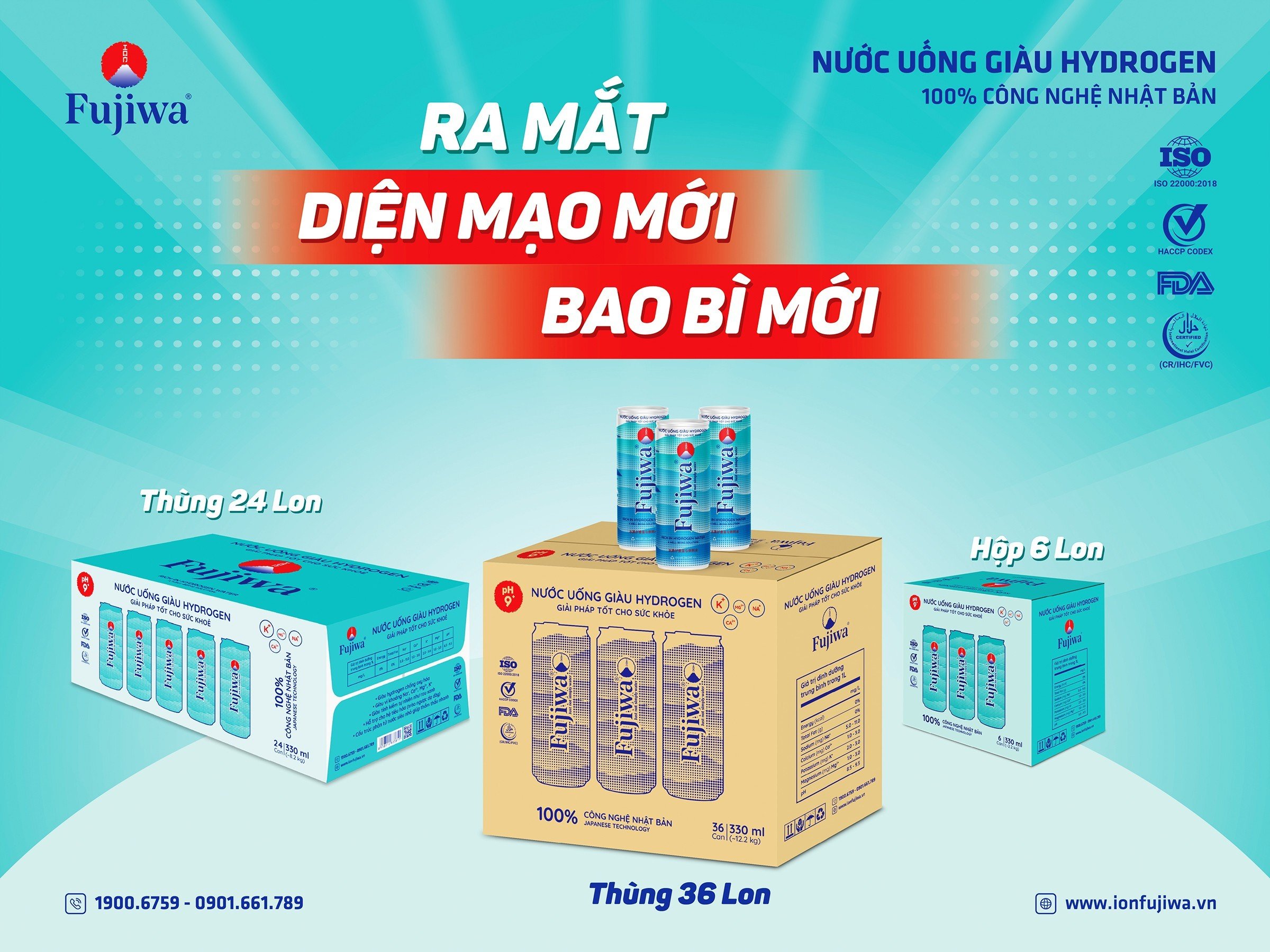 Thùng 24 Lon Thùng 36 Lon hộp 6 lon Nước Ion Kiềm Giàu Hydrogen Fujiwa