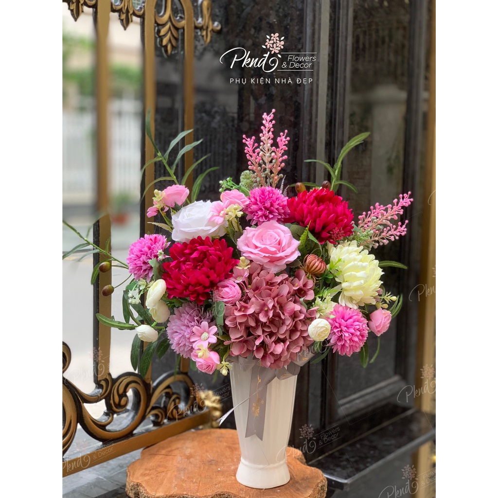 Bình hoa giả chất lụa trang trí phòng khách đẹp PKND FLOWERS & DECOR