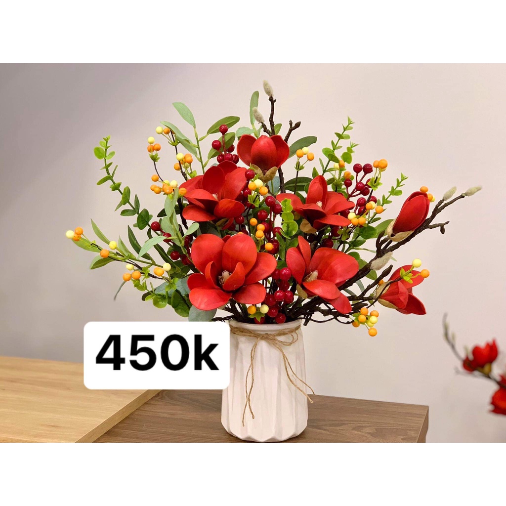 Bình hoa giả chất lụa trang trí đẹp PKND FLOWERS & DECOR