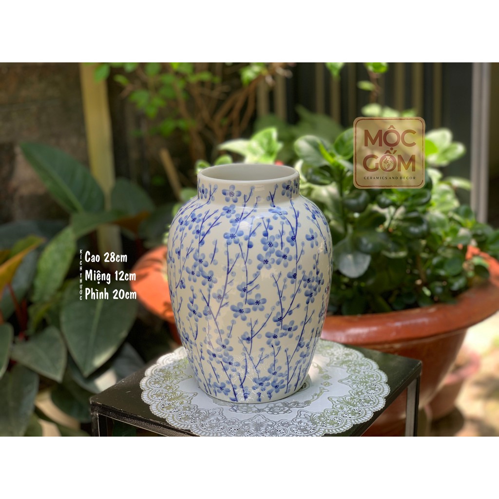 Bình hoa gốm sứ Bát Tràng đẹp trang trí phòng khách - Mộc Gốm BG74 Bình Hoa Gốm Sứ Bát Tràng Đẹp Trang Trí Phòng Khách - Mộc Gốm Bg74